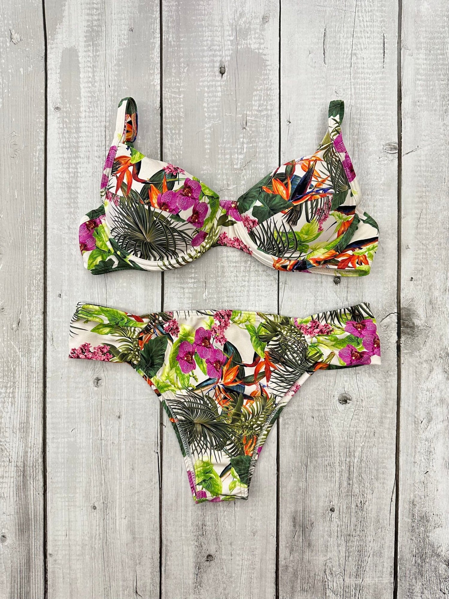 Santorini High Floral Waisted Bra Bikini Set