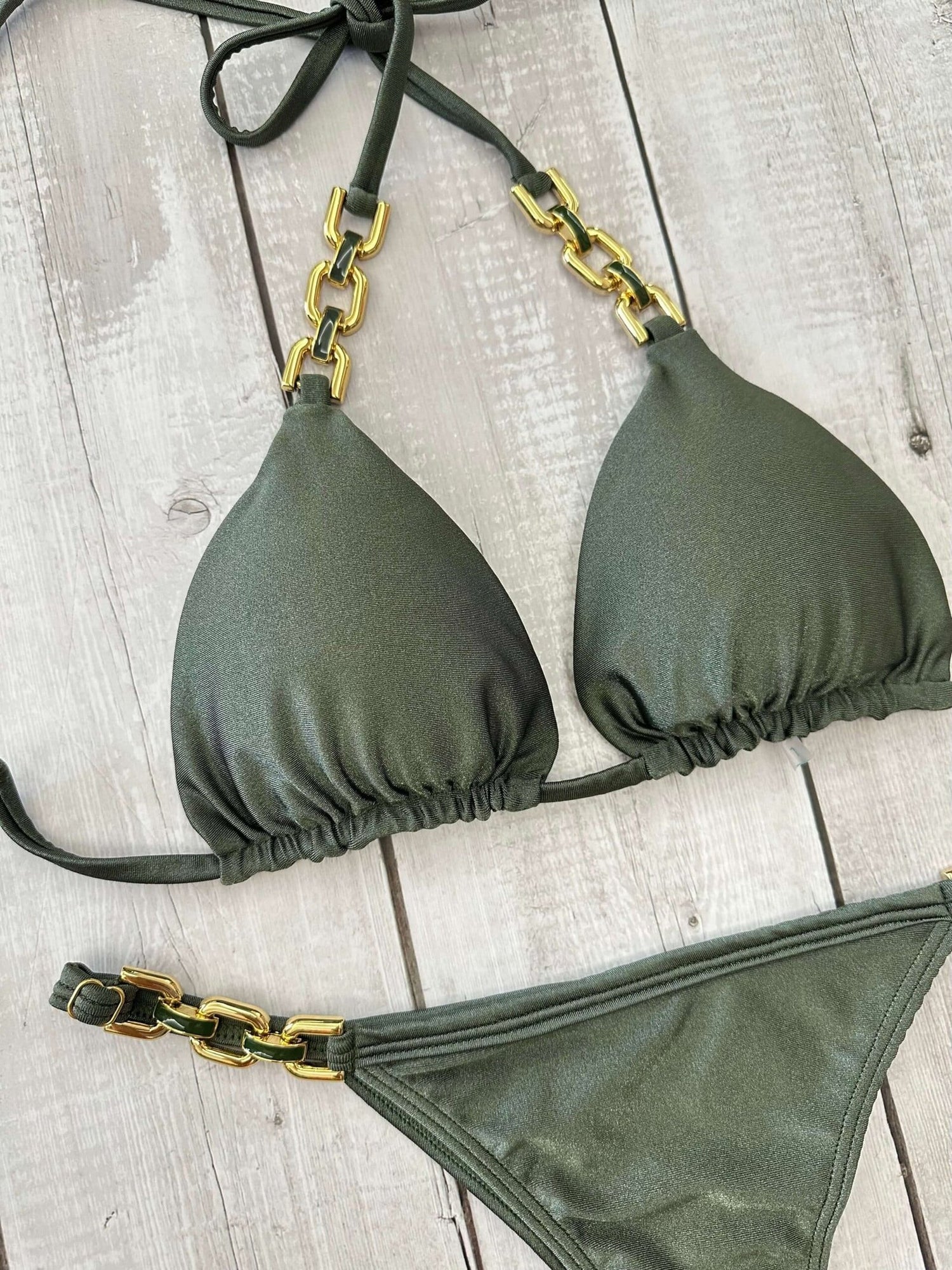 Cancun Lux III Shimmer Triangle Bikini Set