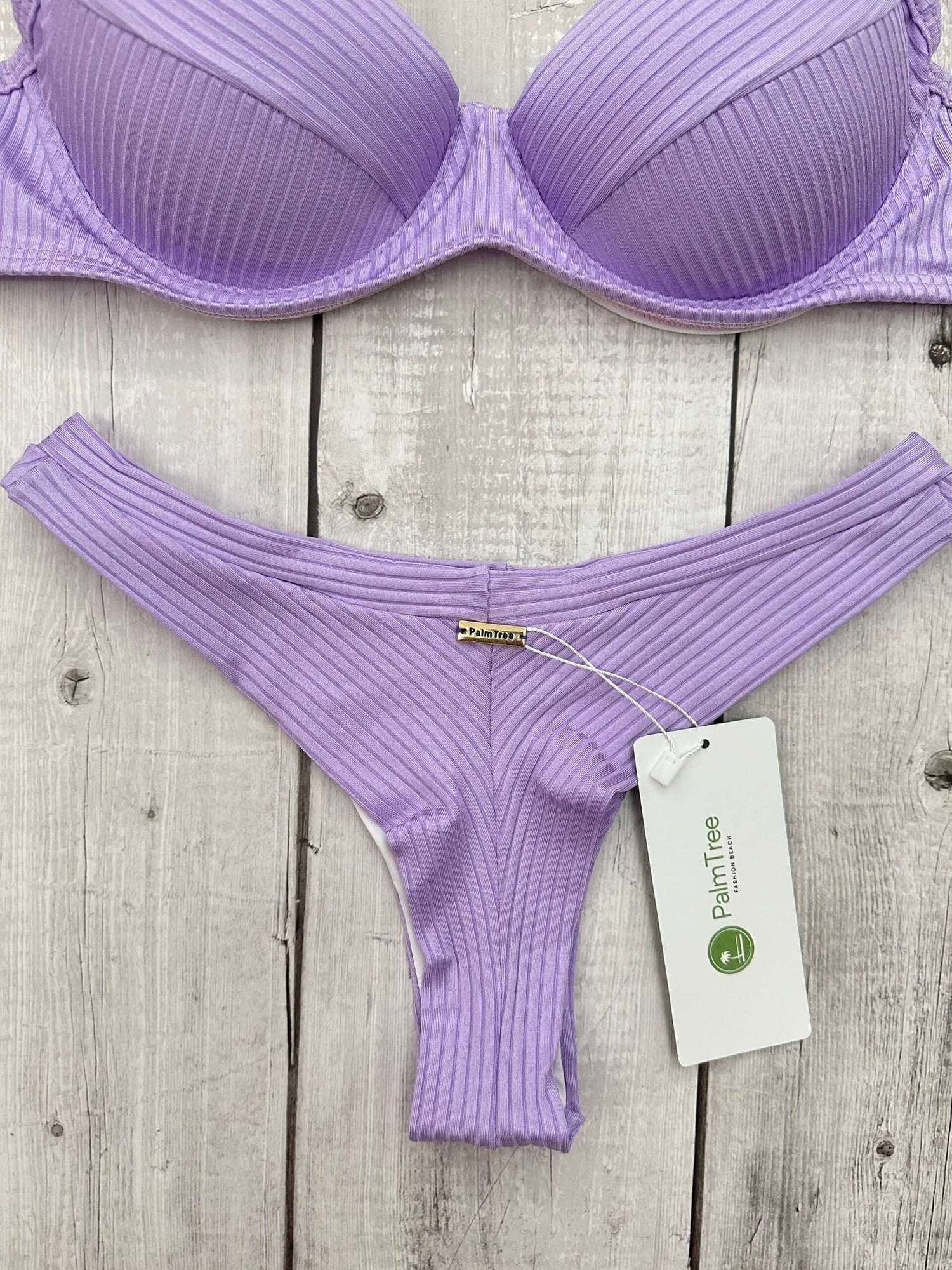 Maldives Candy Ribbed Underwire Bra Bikini Set