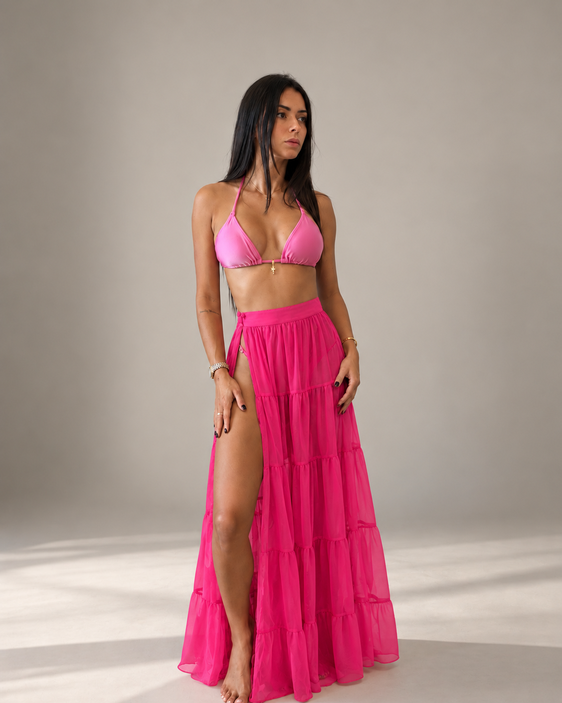 Monaco Luxury Beach Long Skirt Sheer Silk Chiffon