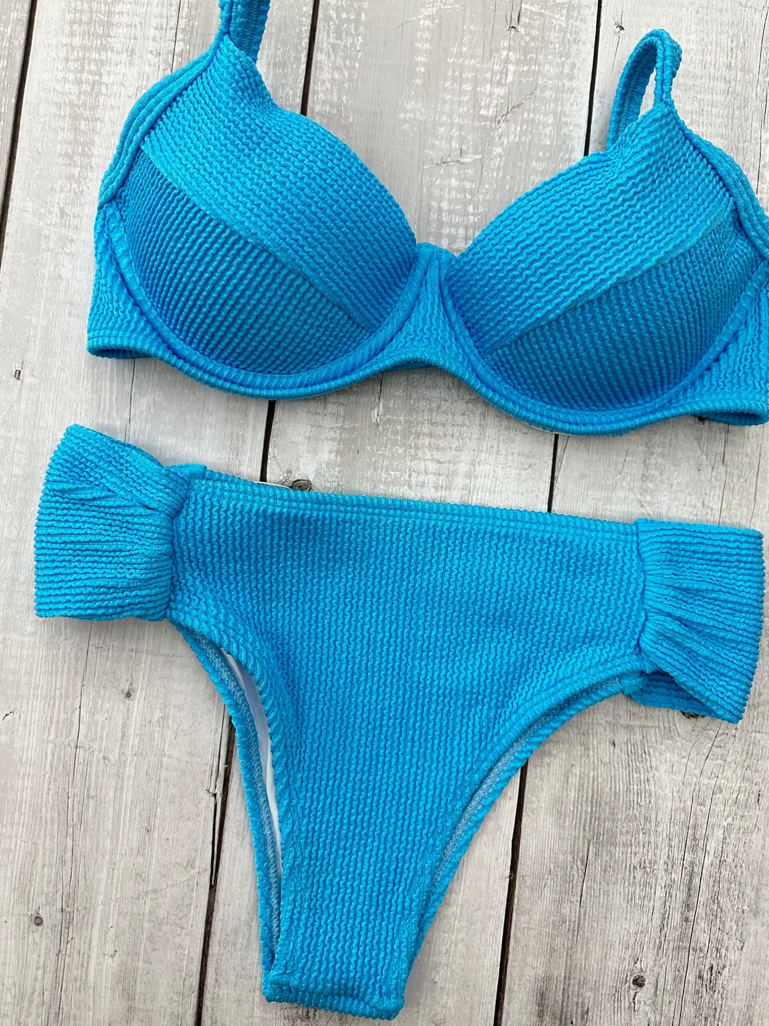 Santorini Crinkle High Waisted Bra Bikini Set