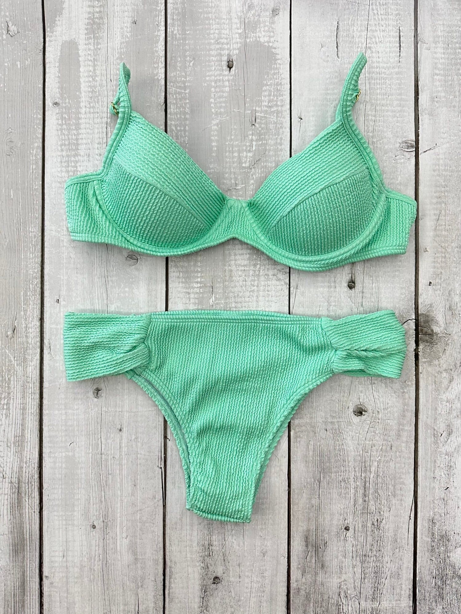 Santorini Crinkle High Waisted Bra Bikini Set