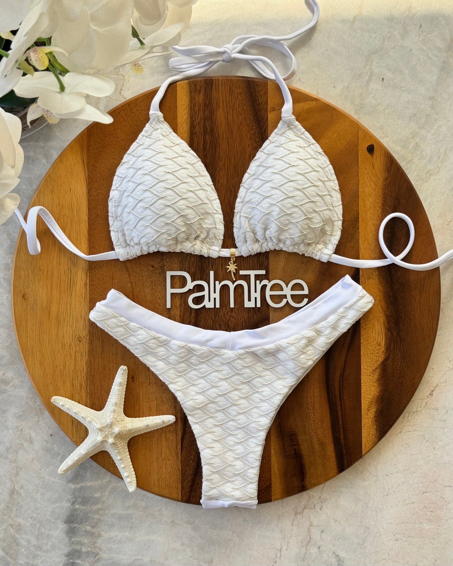 Tulum Matelassê Triangle Bikini Set White