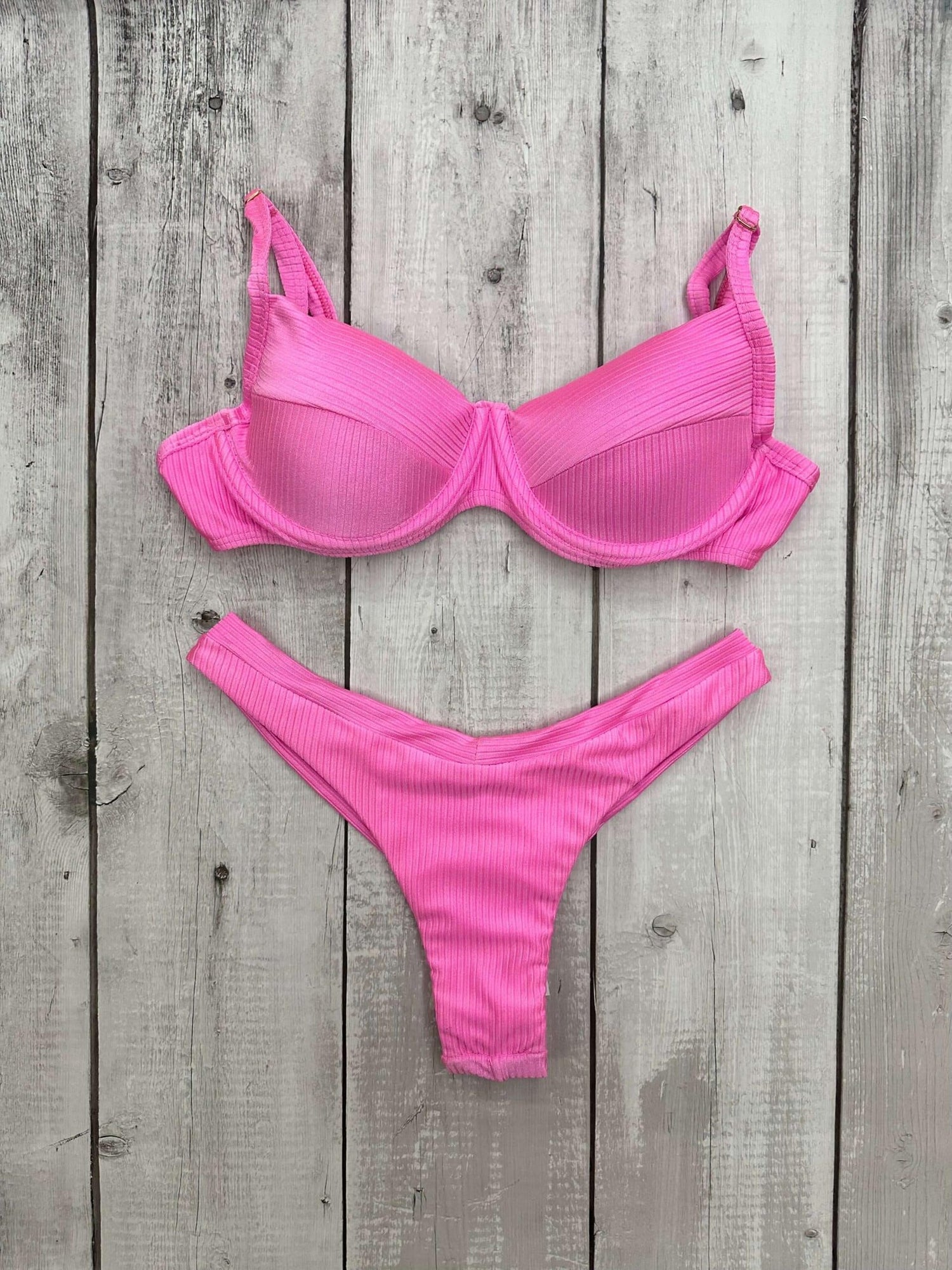 Maldives Shimmer Ribbed Underwire Bra Bikini Set
