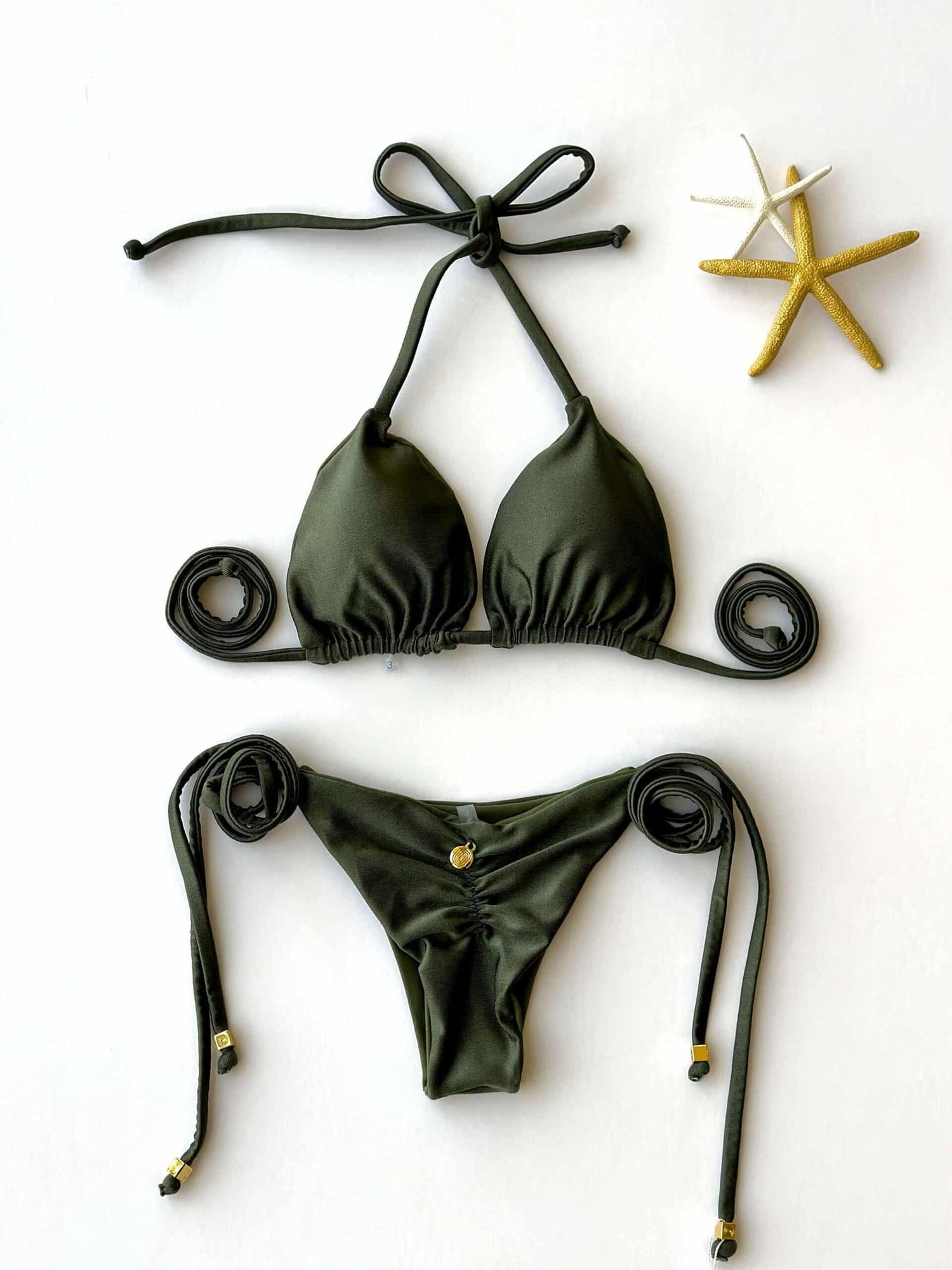 Rio Shimmer Triangle Ruched Tie-Side Reversible Bikini Set