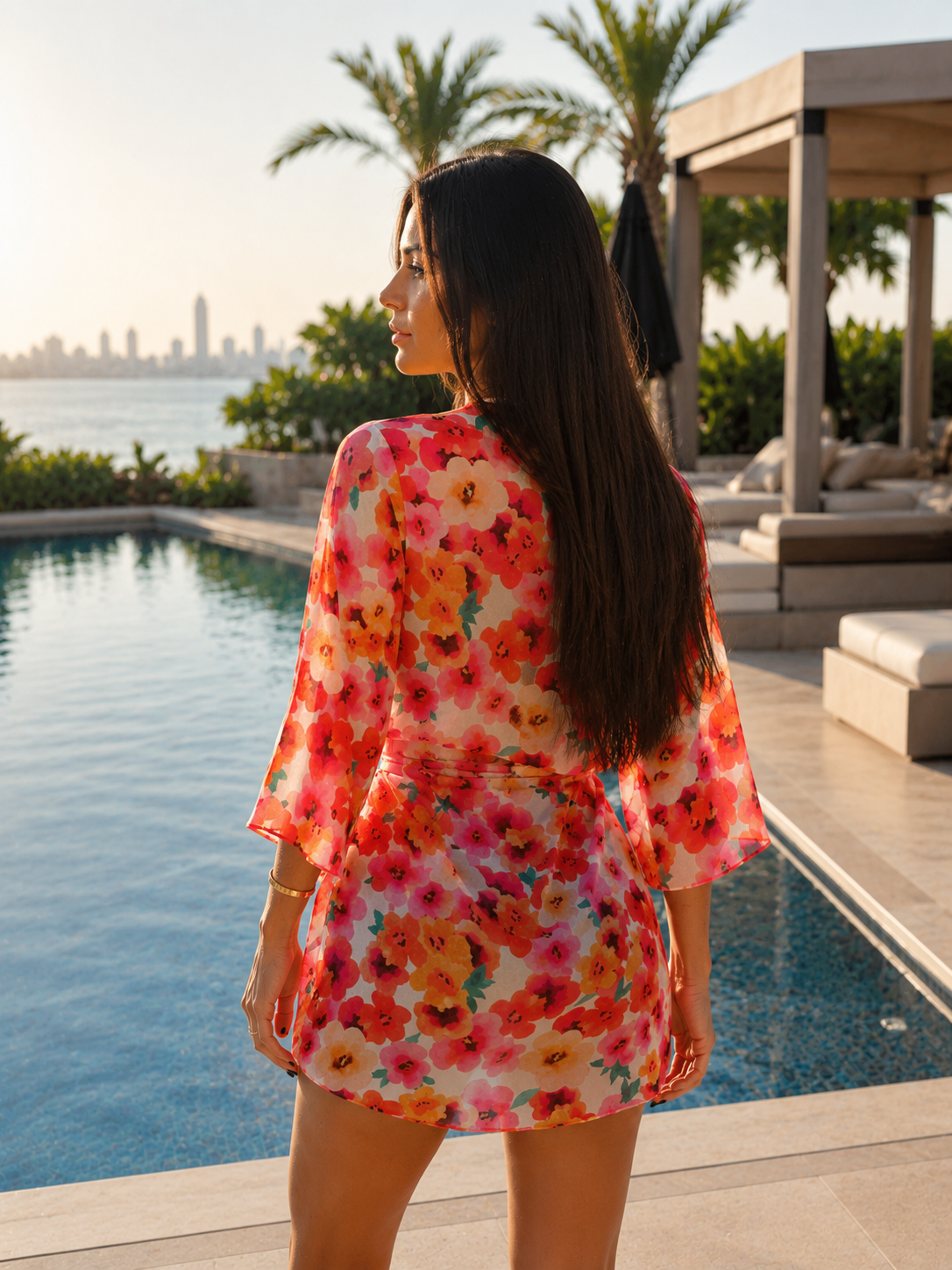 Tulum Kimono Sheer Silk Chiffon Floral