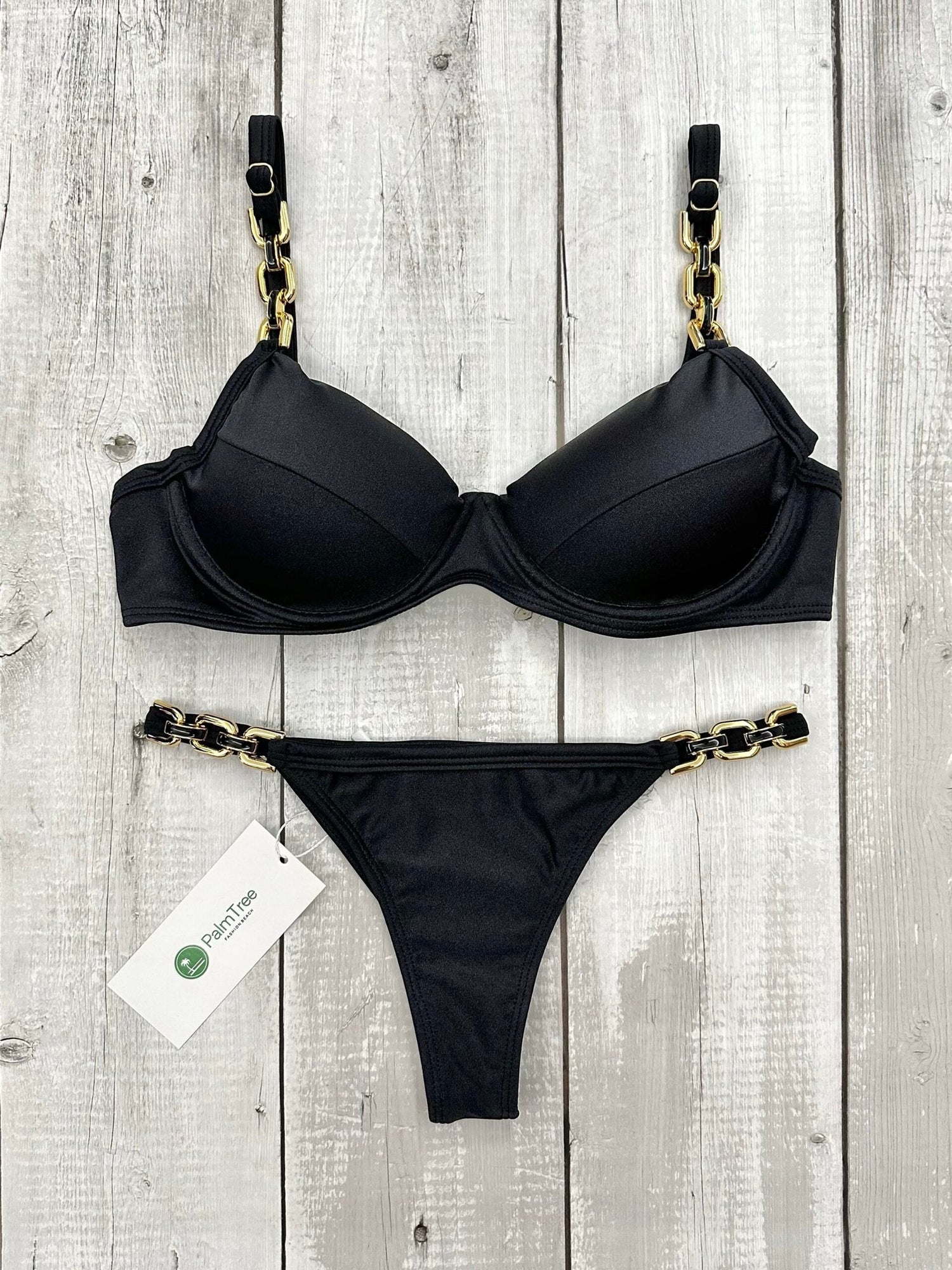 Marbella Lux Shimmer Chain Underwire Bra Bikini Set