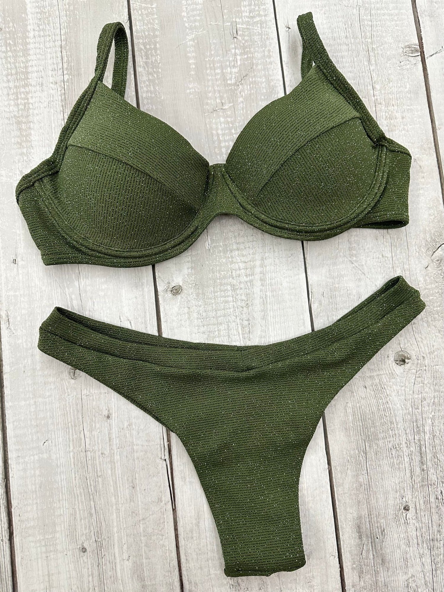 Maldives Glitter Underwire Bra Bikini Set Glitter