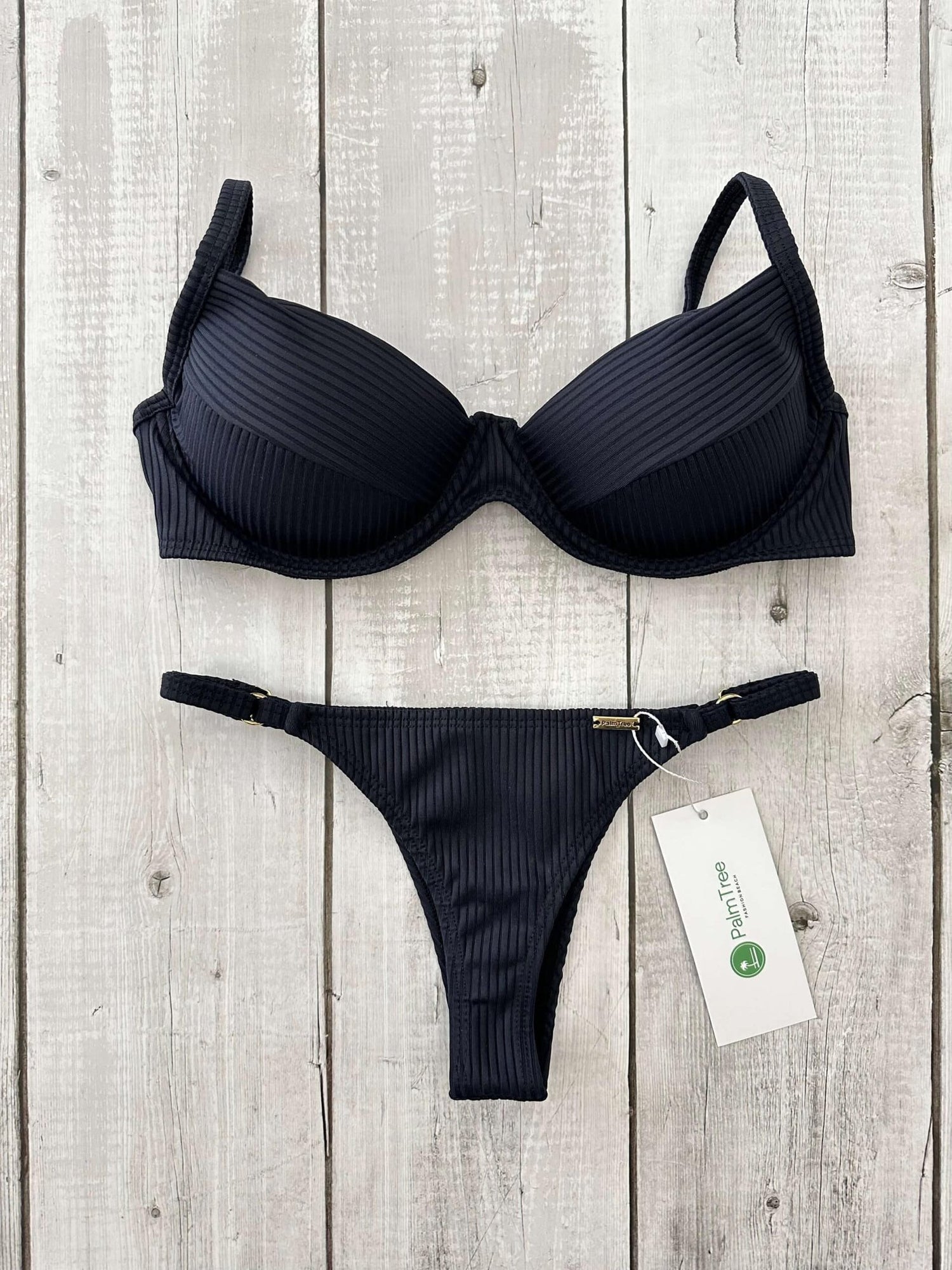 Marbella Ribbed Underwire Bra Bikini Set