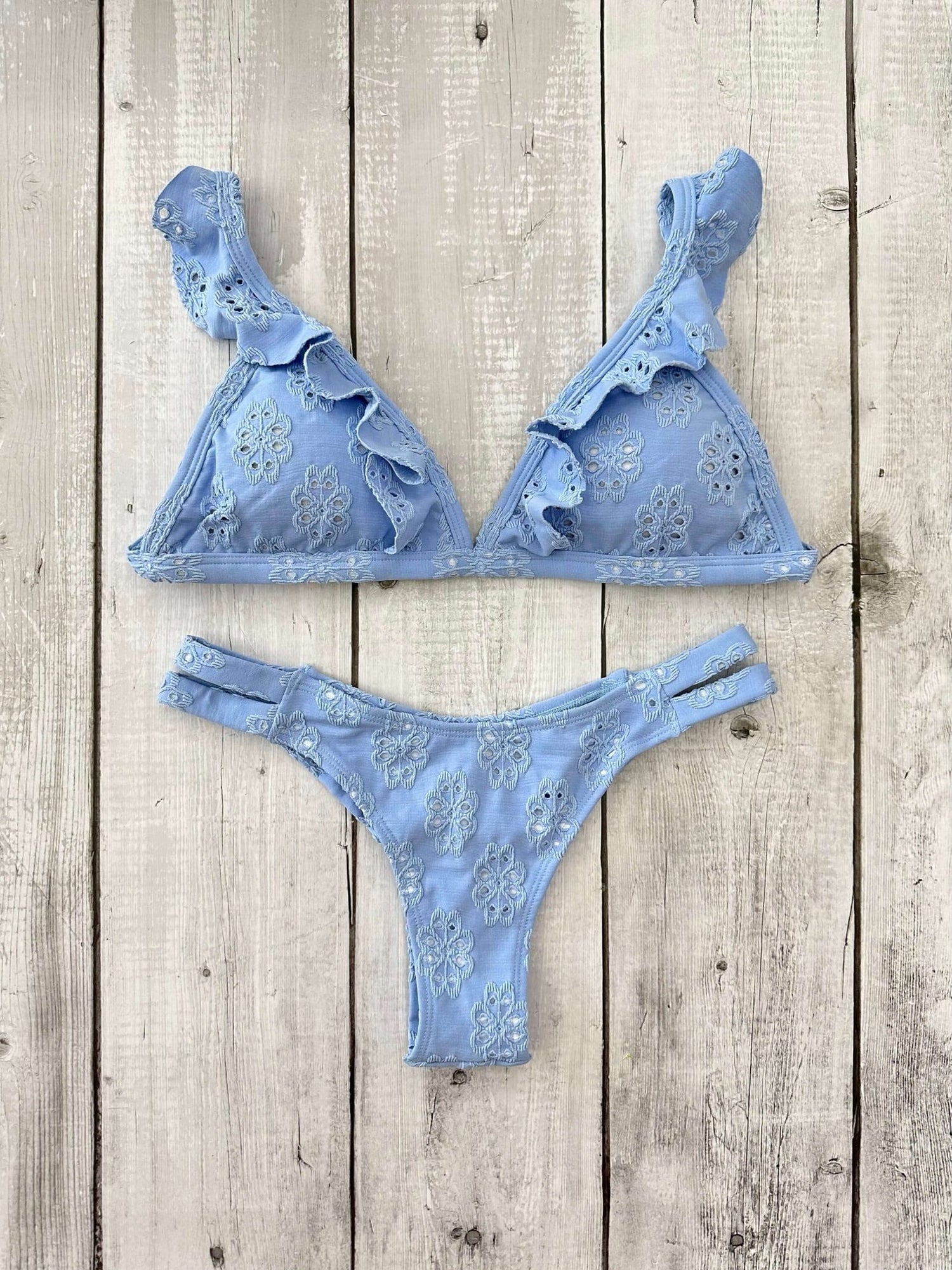 St Tropez Broderie Stylish Triangle Bikini Set