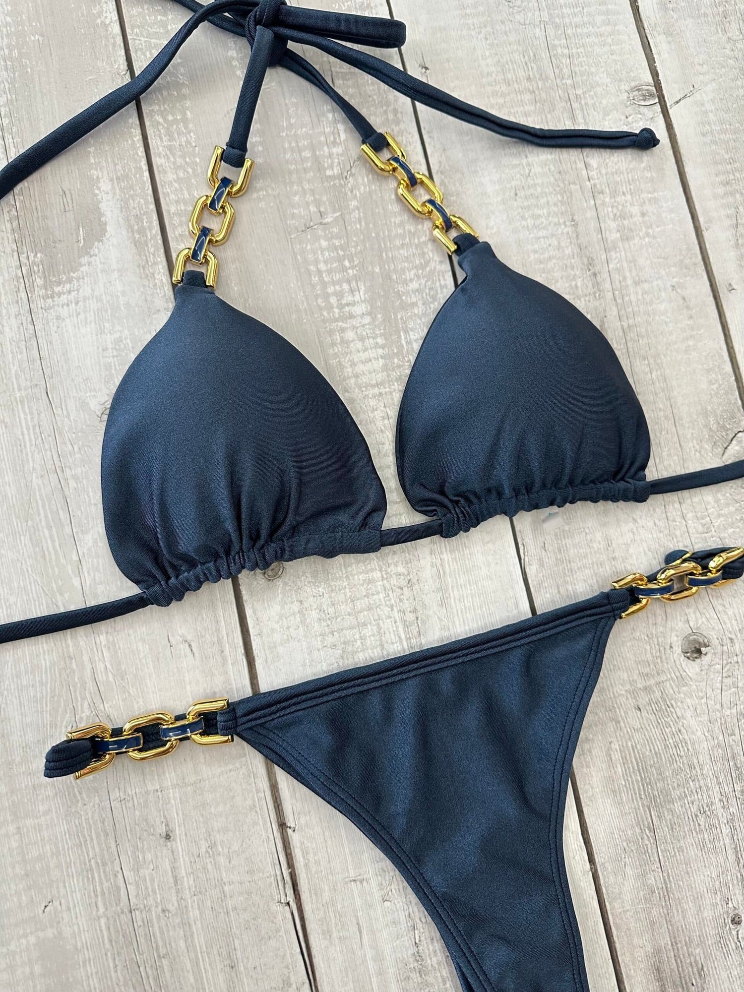 Cancun Lux III Shimmer Triangle Bikini Set