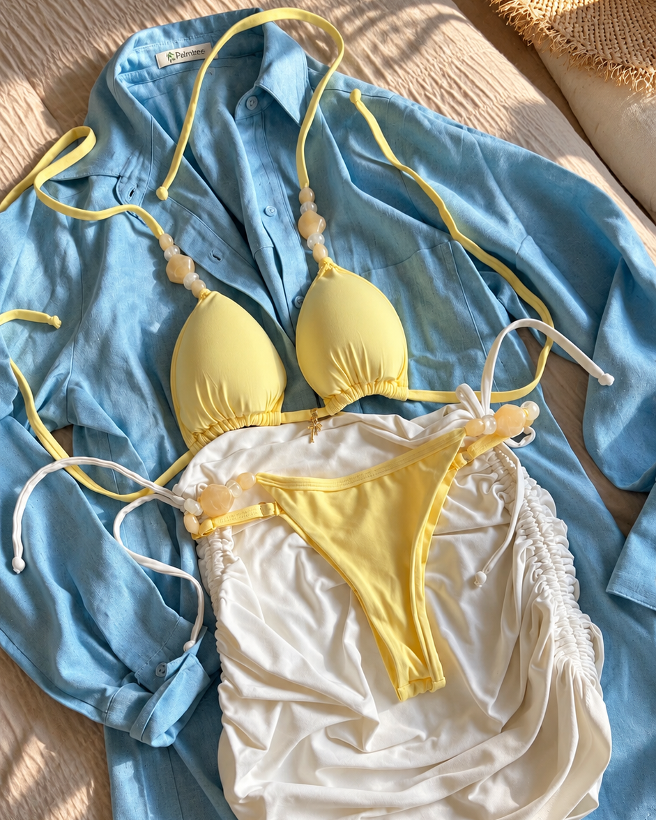 Cancun Lux Marble Stone Matte Triangle Bikini Set