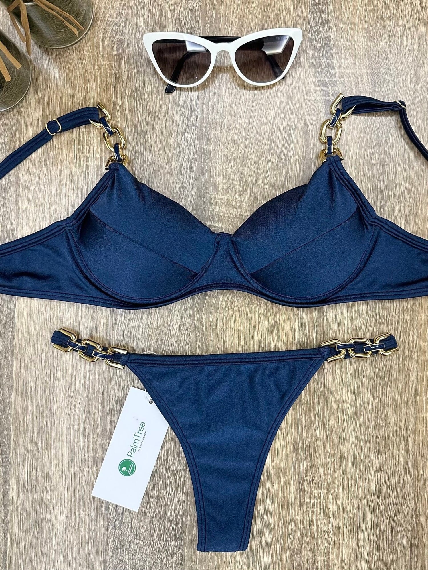Marbella Lux Shimmer Chain Underwire Bra Bikini Set