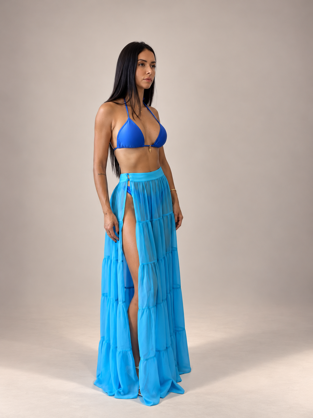 Monaco Luxury Beach Long Skirt Sheer Silk Chiffon