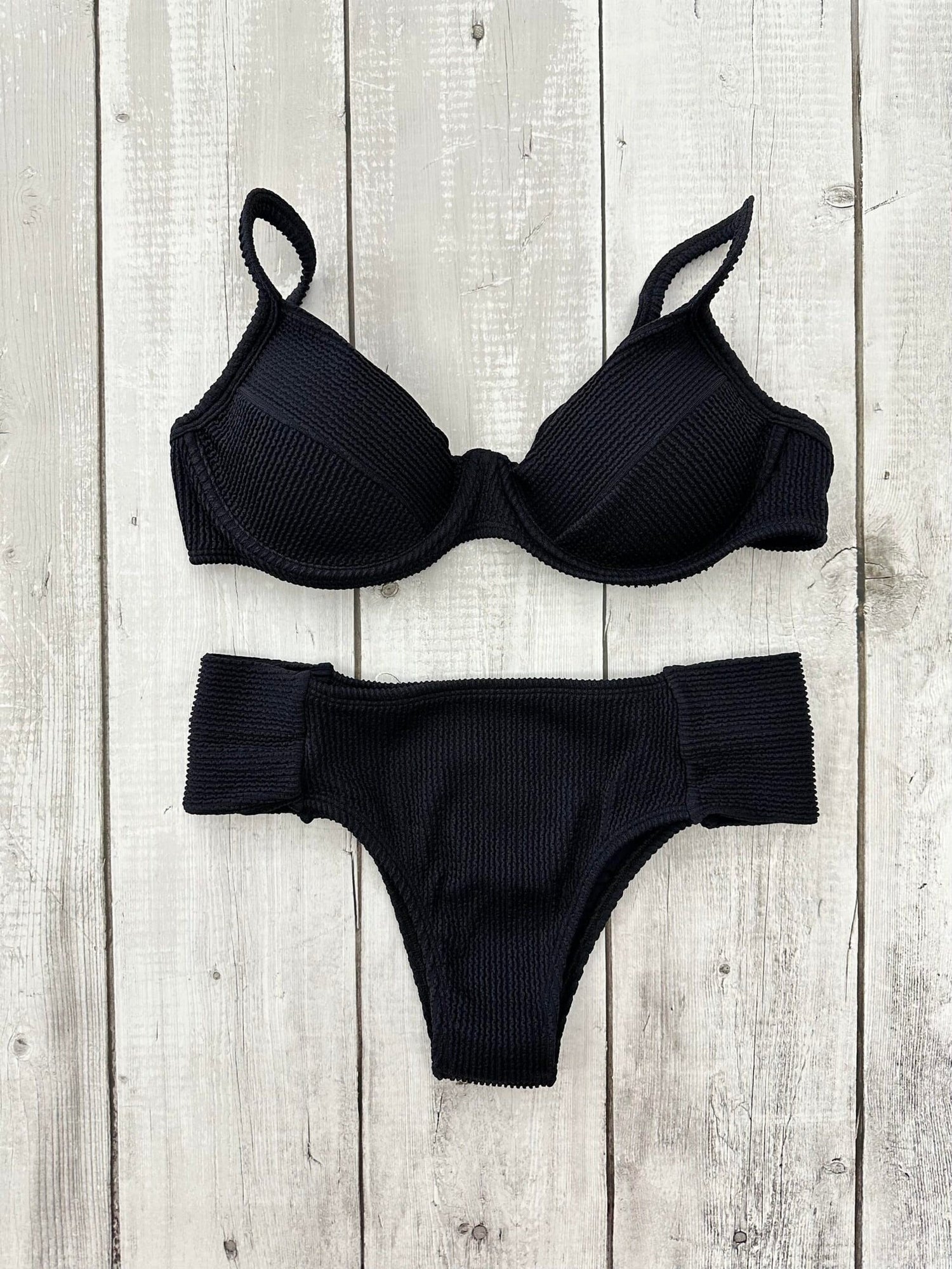 Santorini Crinkle High Waisted Bra Bikini Set