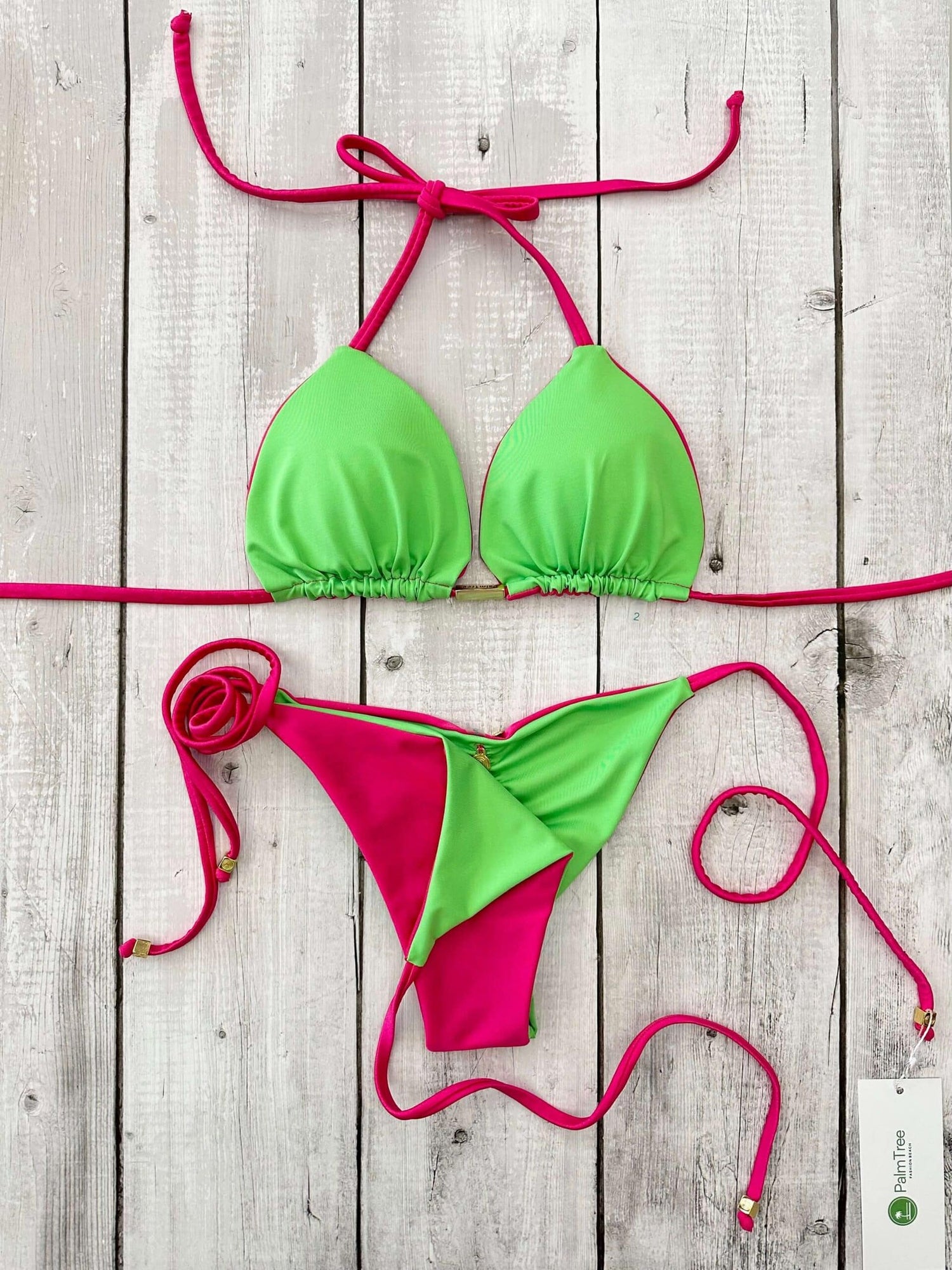 Rio Shimmer Triangle Ruched Tie-Side Reversible Bikini Set