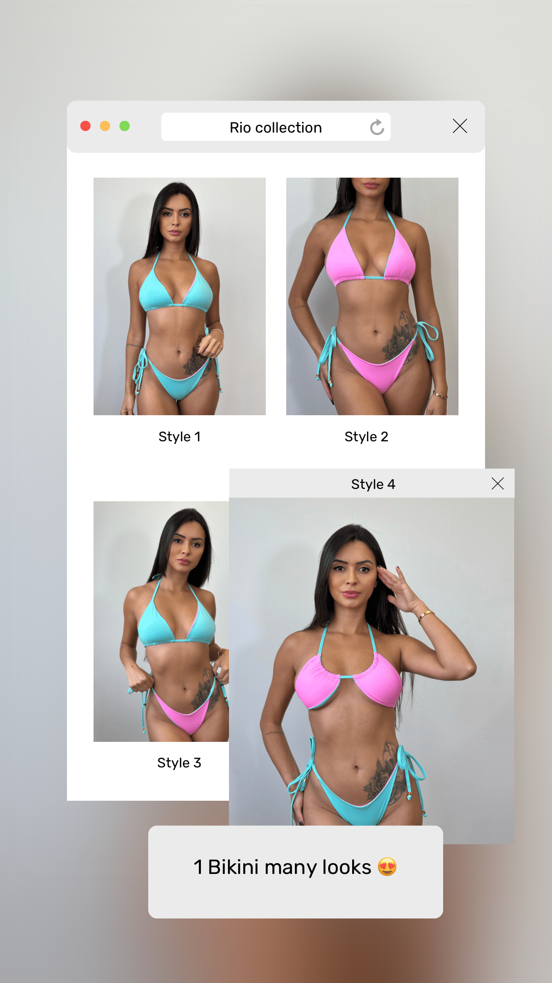 Rio Triangle Ruched Tie-Side Reversible Bikini Set
