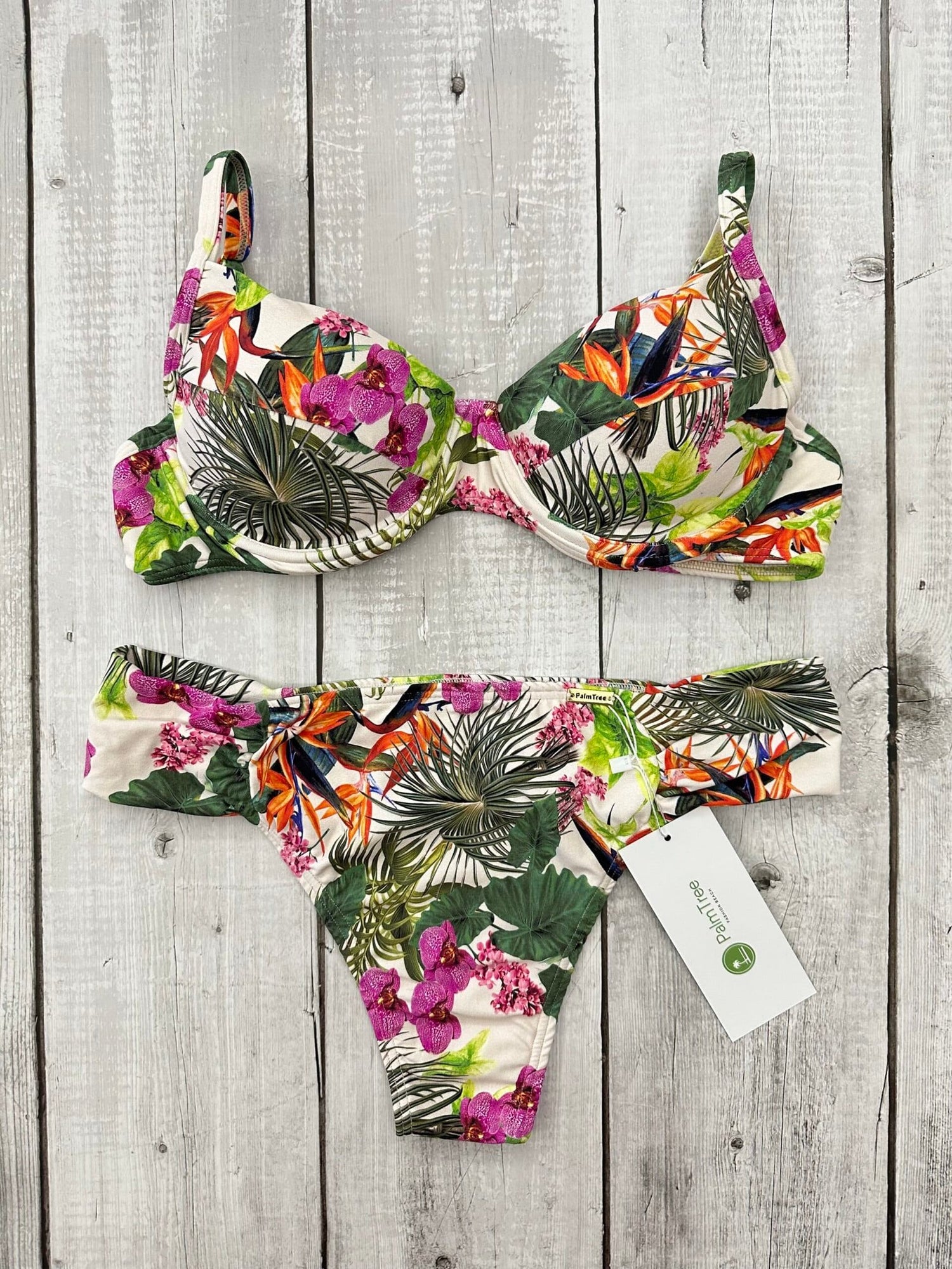Santorini High Floral Waisted Bra Bikini Set