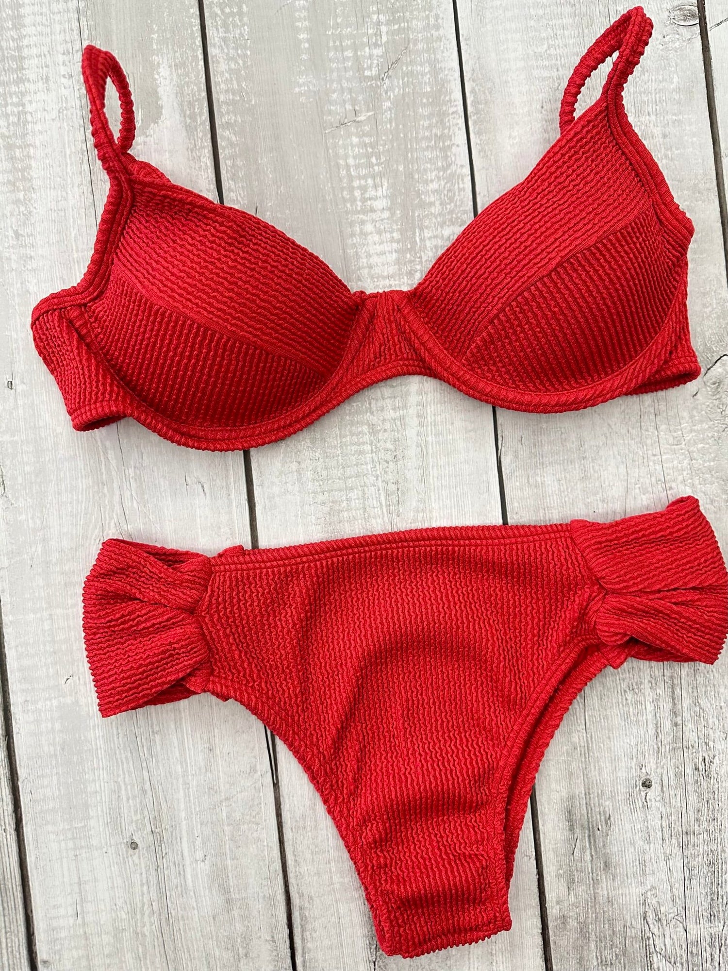 Santorini Crinkle High Waisted Bra Bikini Set