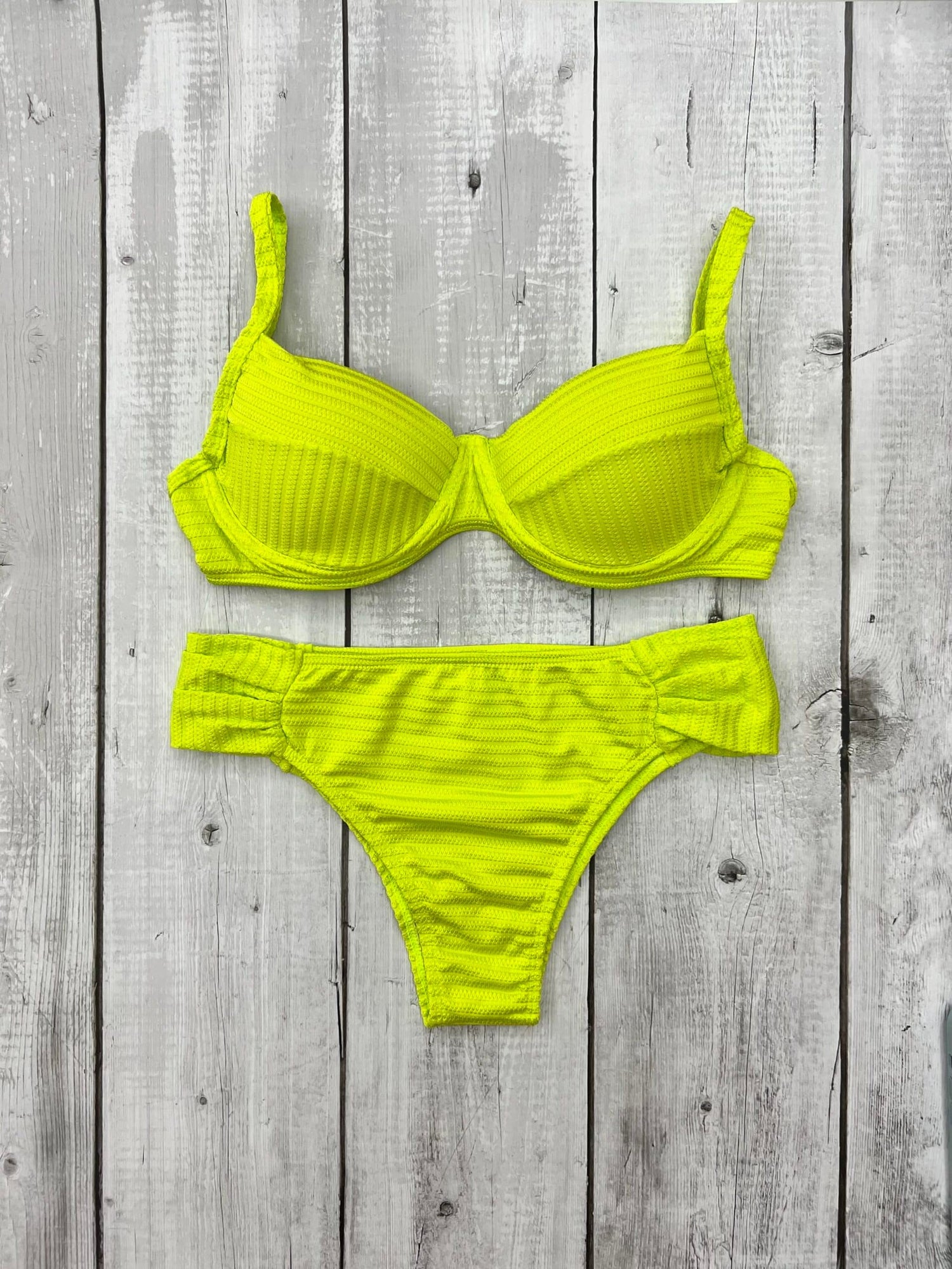 Santorini Textured High Waisted Bikini Set