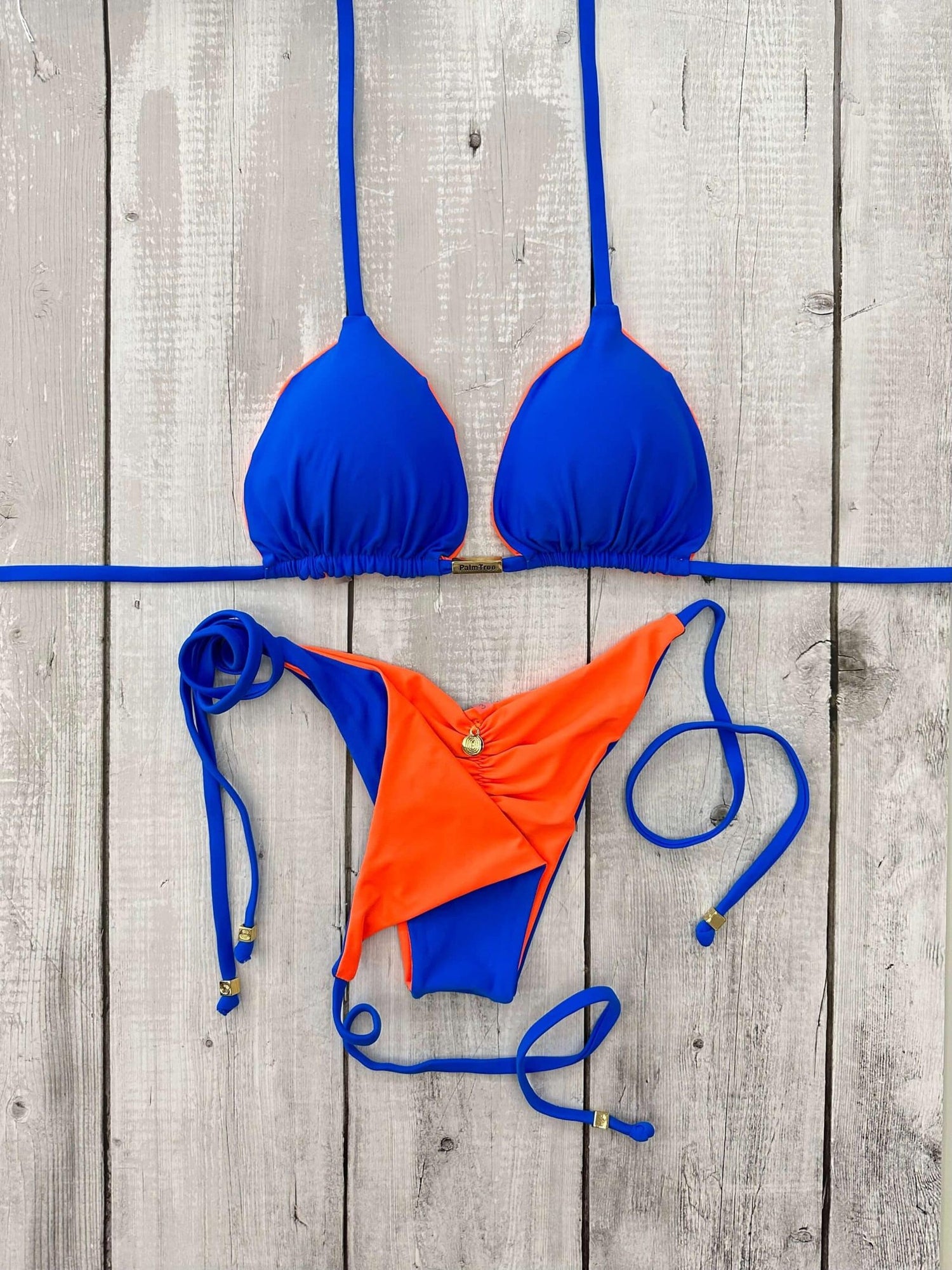 Rio Triangle Ruched Tie-Side Reversible Bikini Set