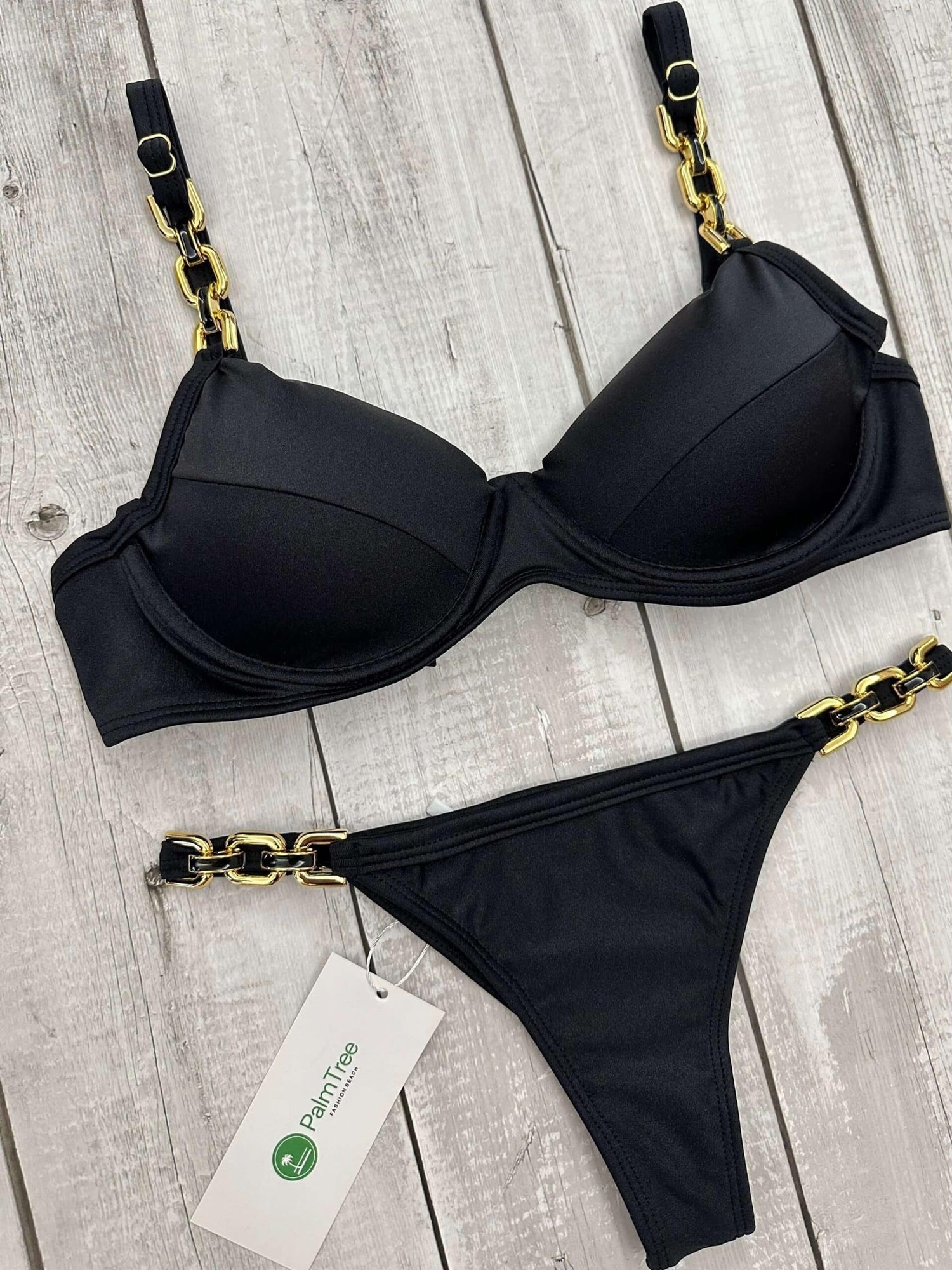 Marbella Lux Shimmer Chain Underwire Bra Bikini Set