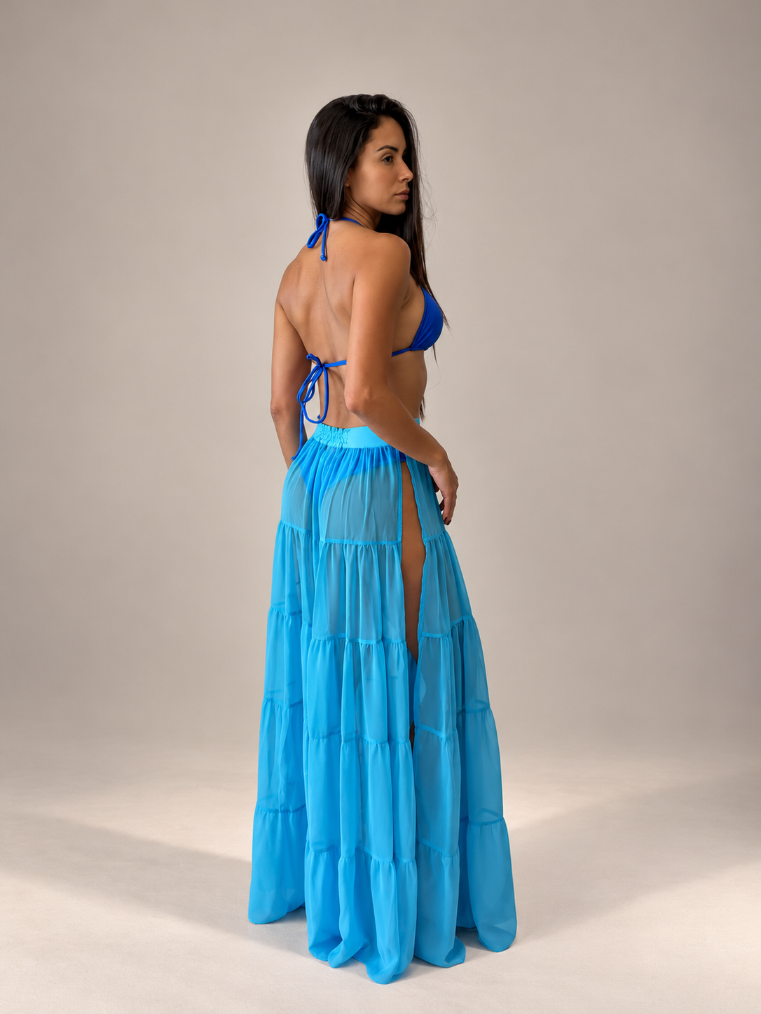 Monaco Luxury Beach Long Skirt Sheer Silk Chiffon