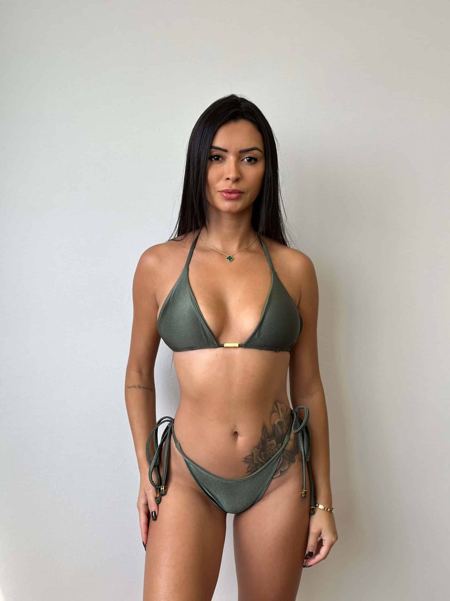 Rio Shimmer Triangle Ruched Tie-Side Reversible Bikini Set
