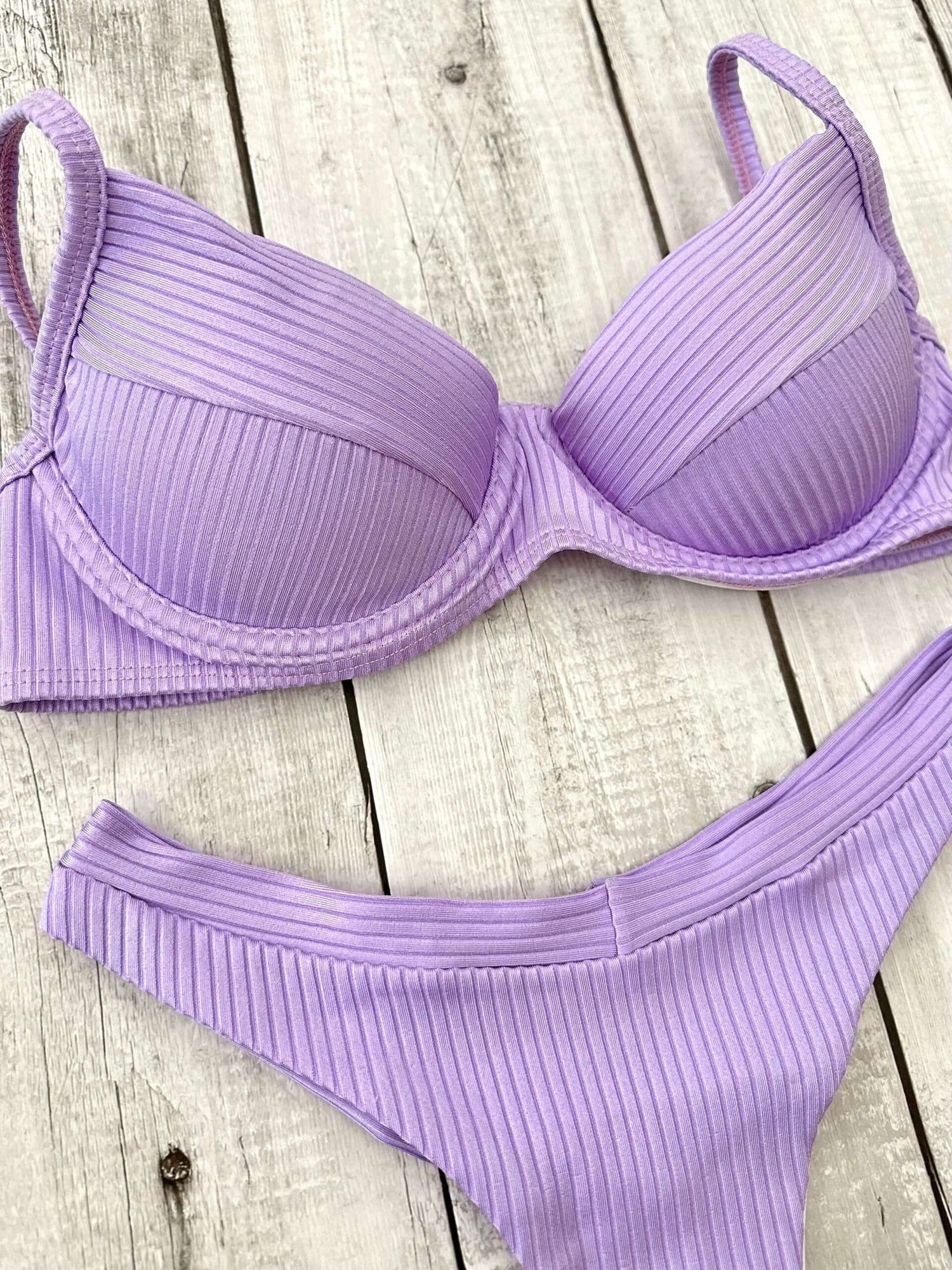 Maldives Candy Ribbed Underwire Bra Bikini Set