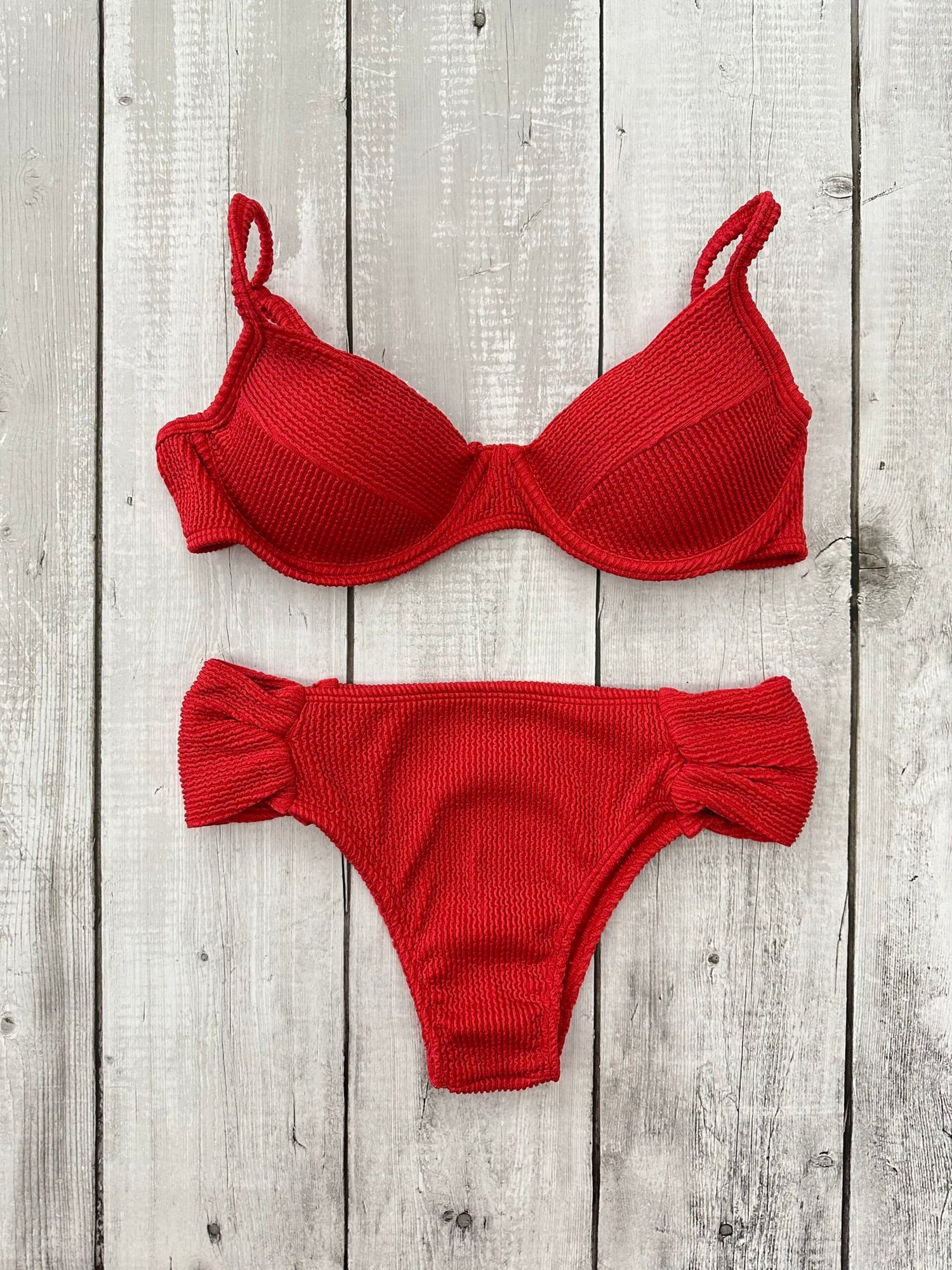 Santorini Crinkle High Waisted Bra Bikini Set