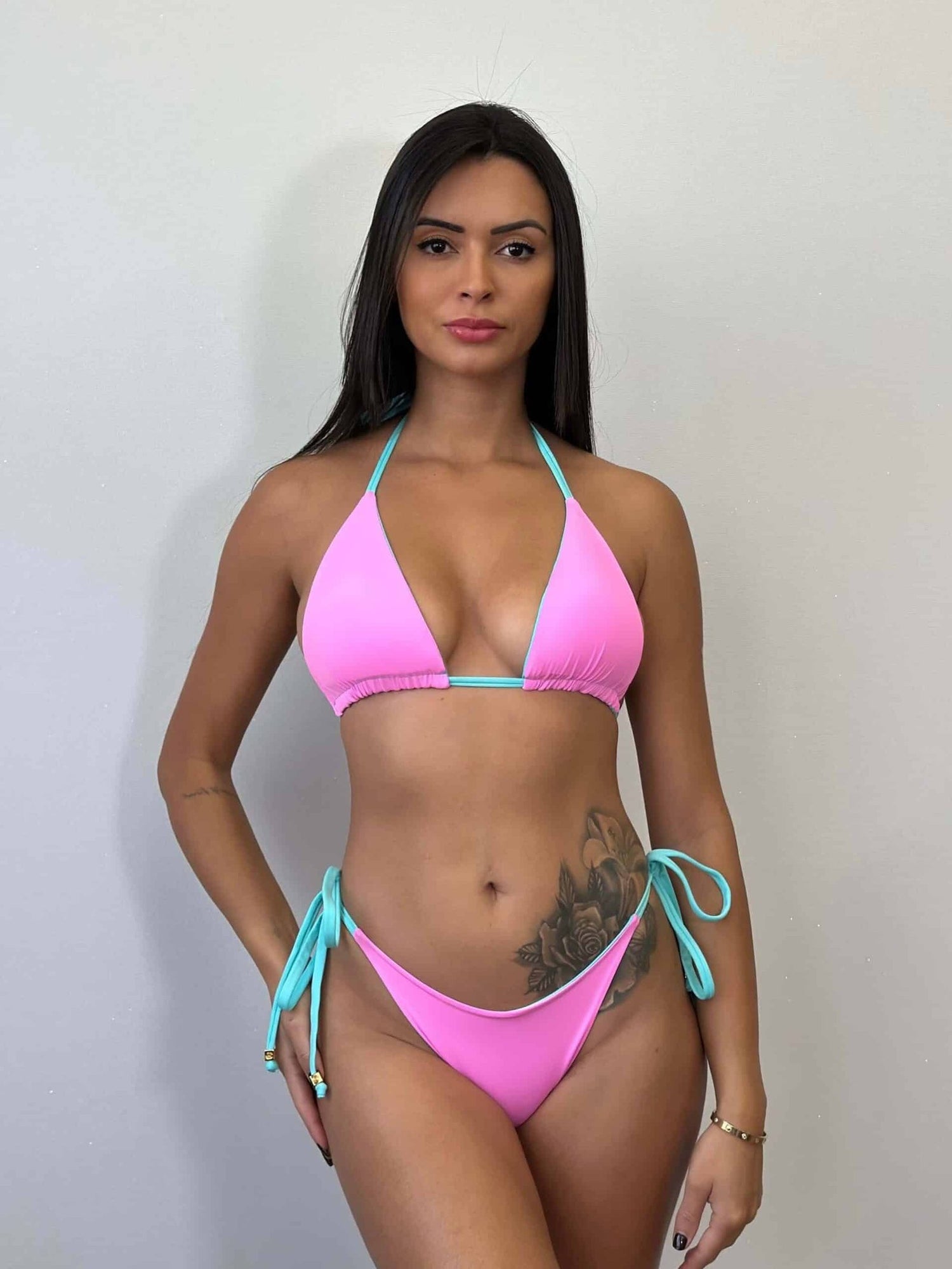 Rio Triangle Ruched Tie-Side Reversible Bikini Set