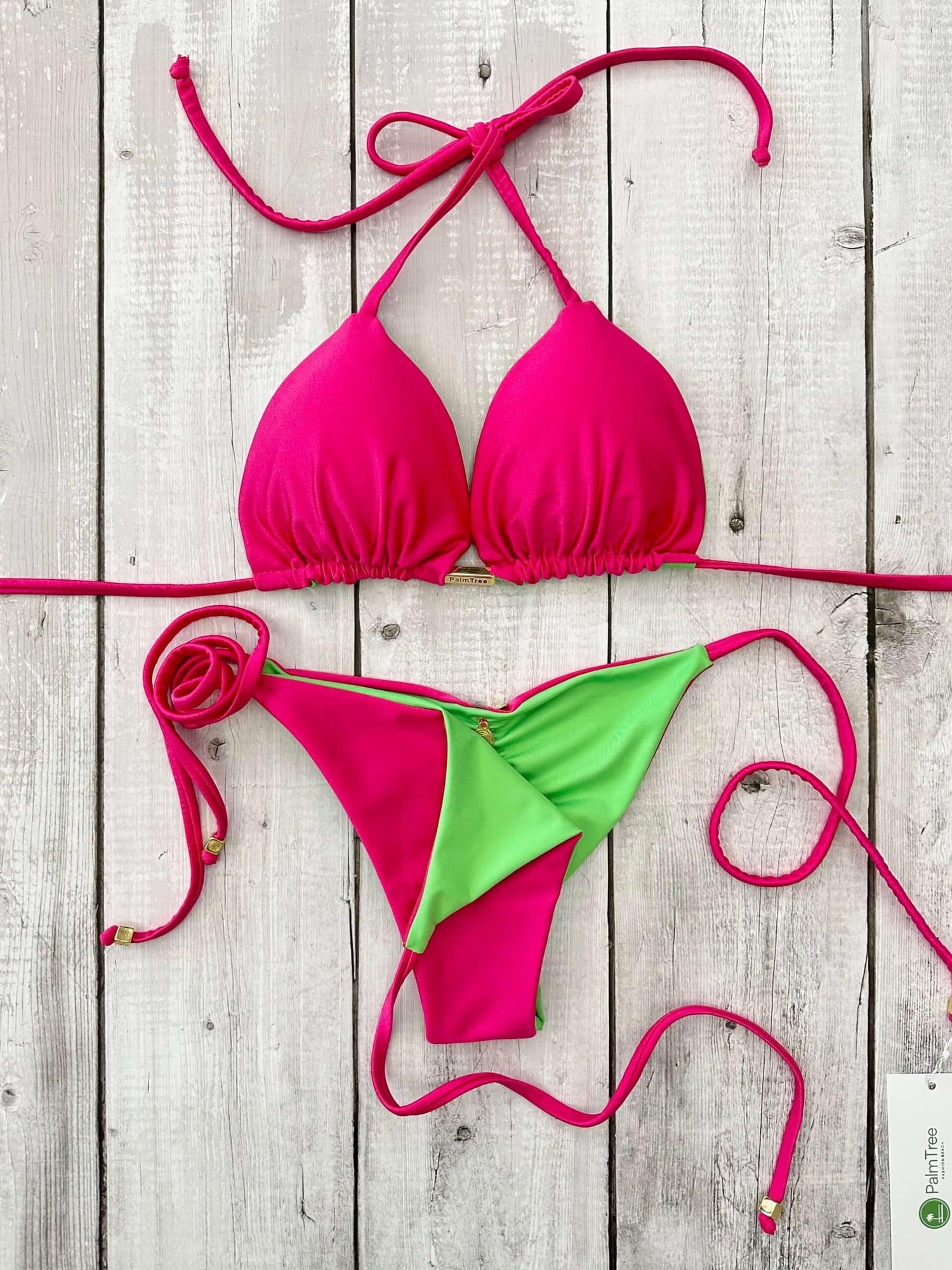 Rio Shimmer Triangle Ruched Tie-Side Reversible Bikini Set