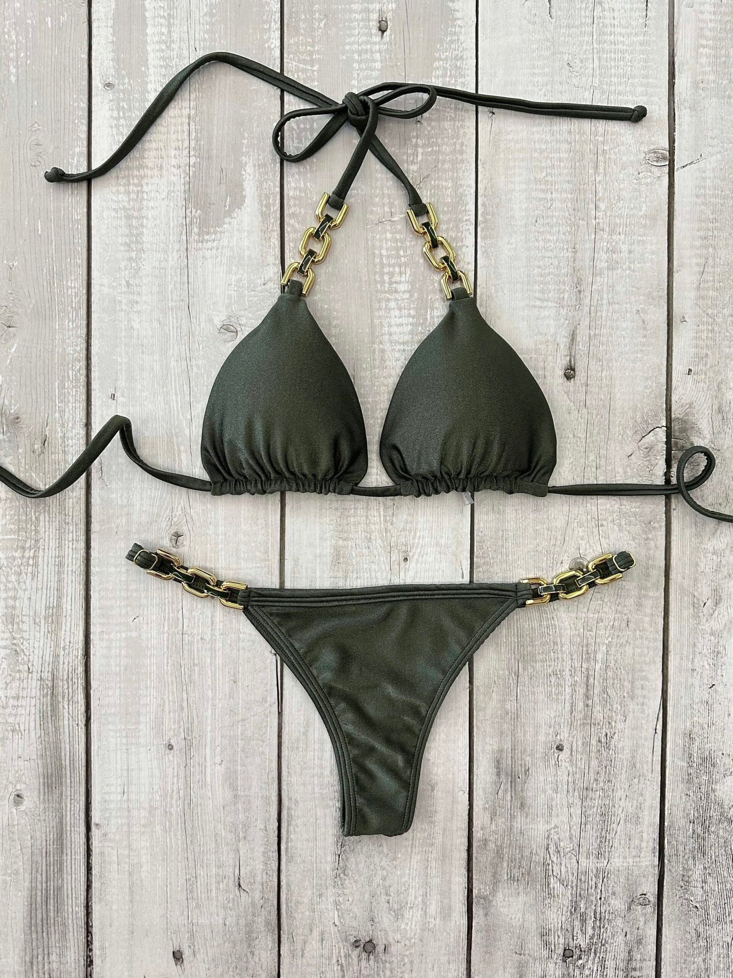 Cancun Lux III Shimmer Triangle Bikini Set