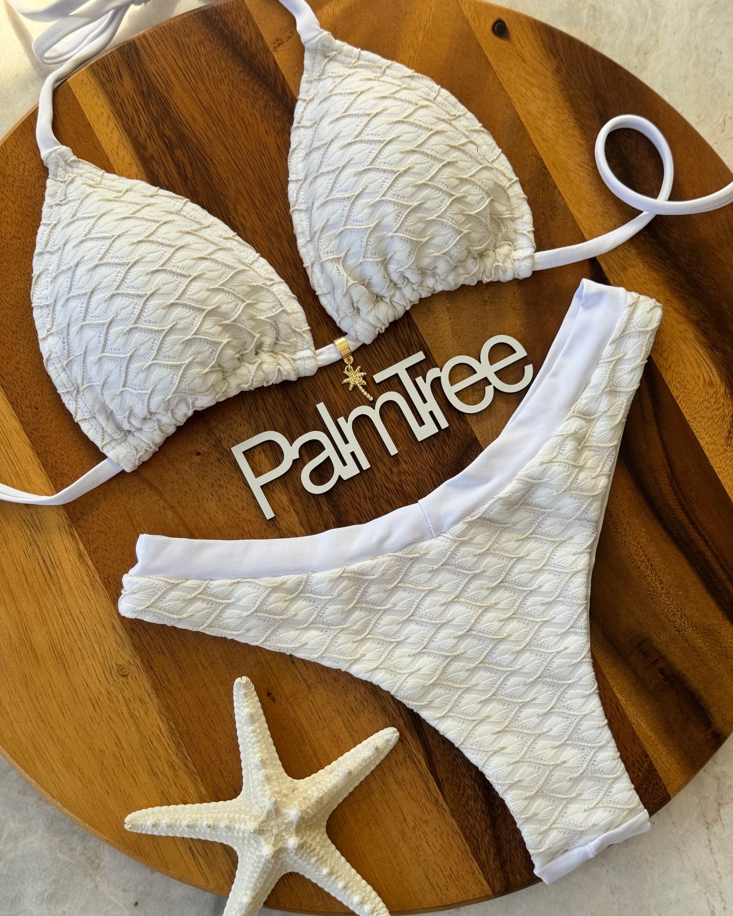 Tulum Matelassê Triangle Bikini Set White