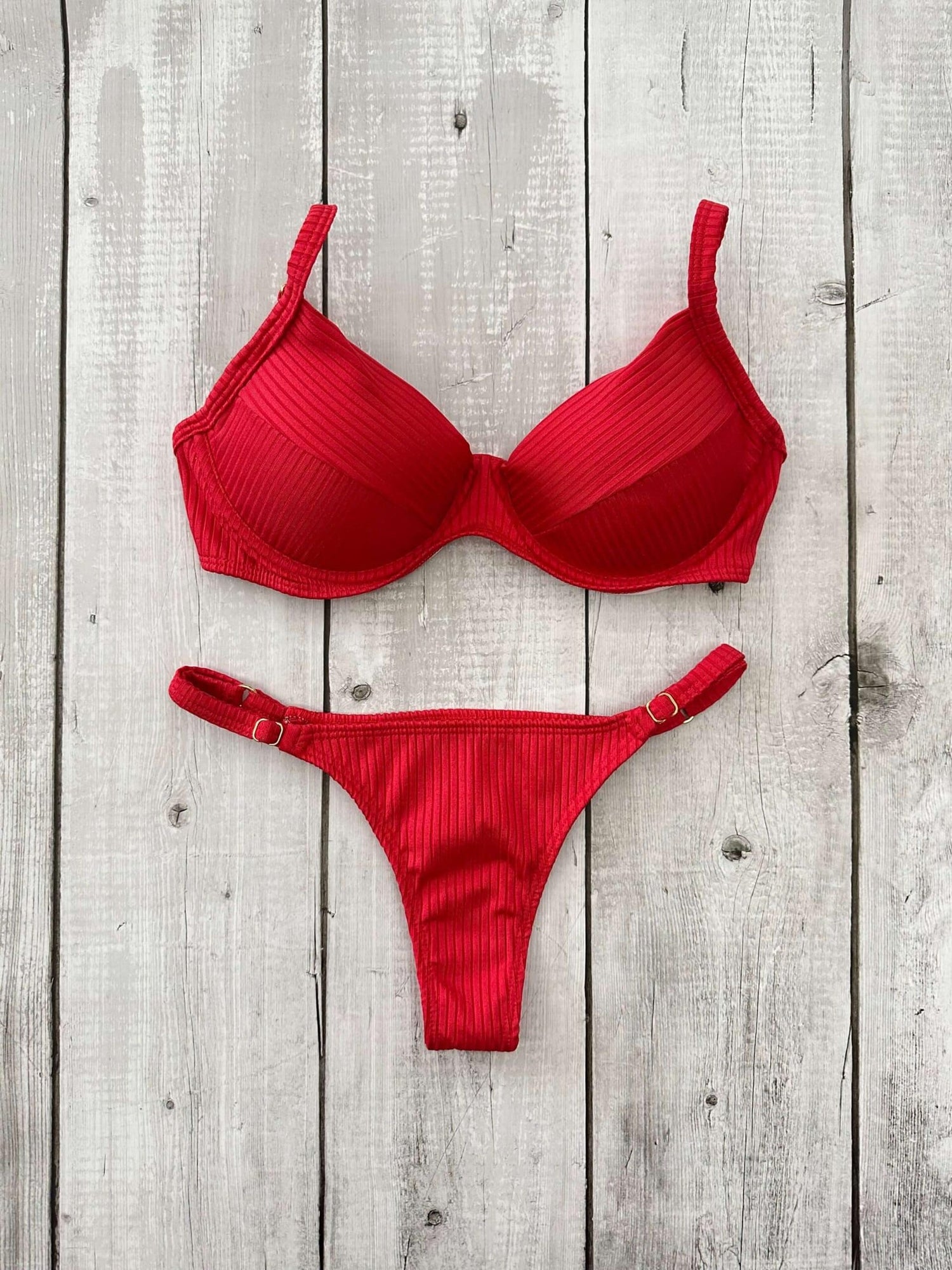 Marbella Ribbed Underwire Bra Bikini Set