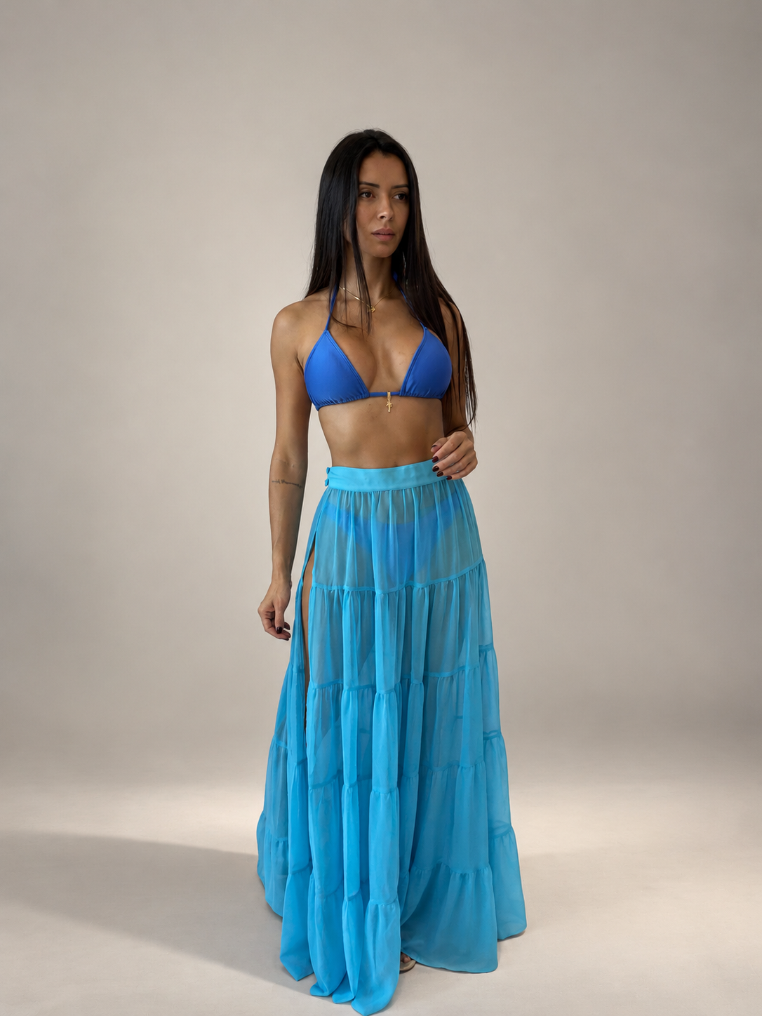 Monaco Luxury Beach Long Skirt Sheer Silk Chiffon