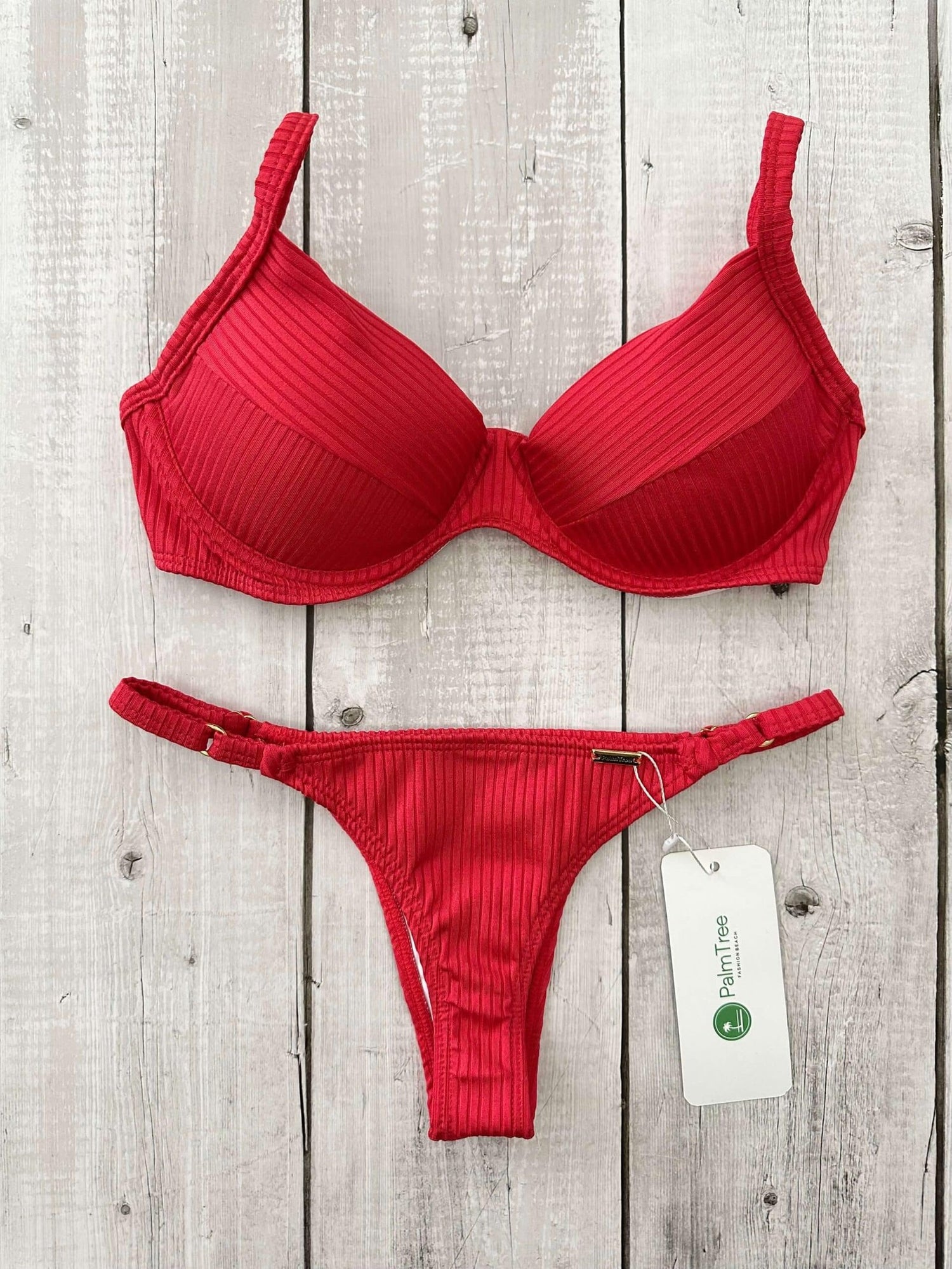 Marbella Ribbed Underwire Bra Bikini Set