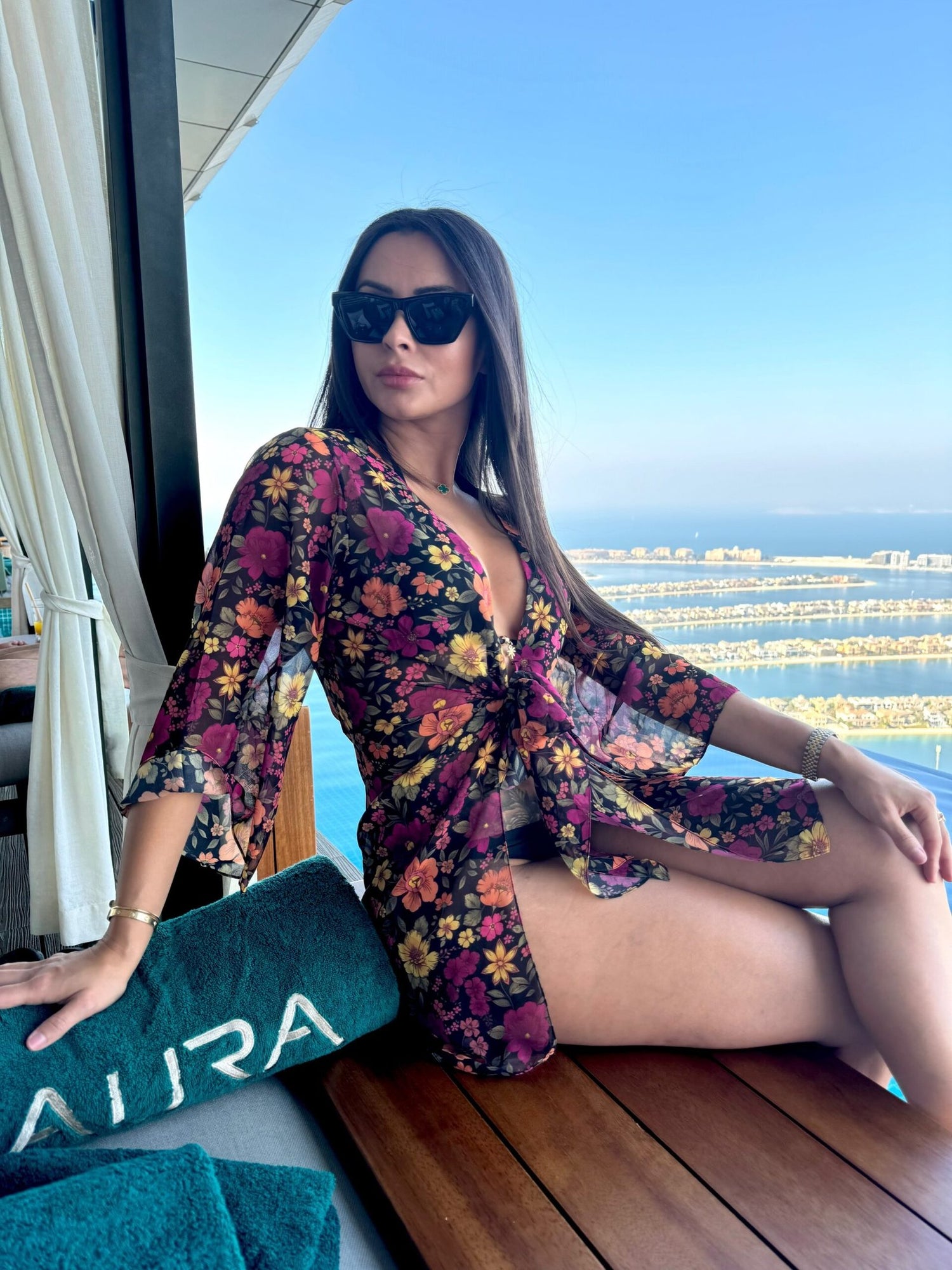 Tulum Kimono in Floral Sheer Silk Chiffon