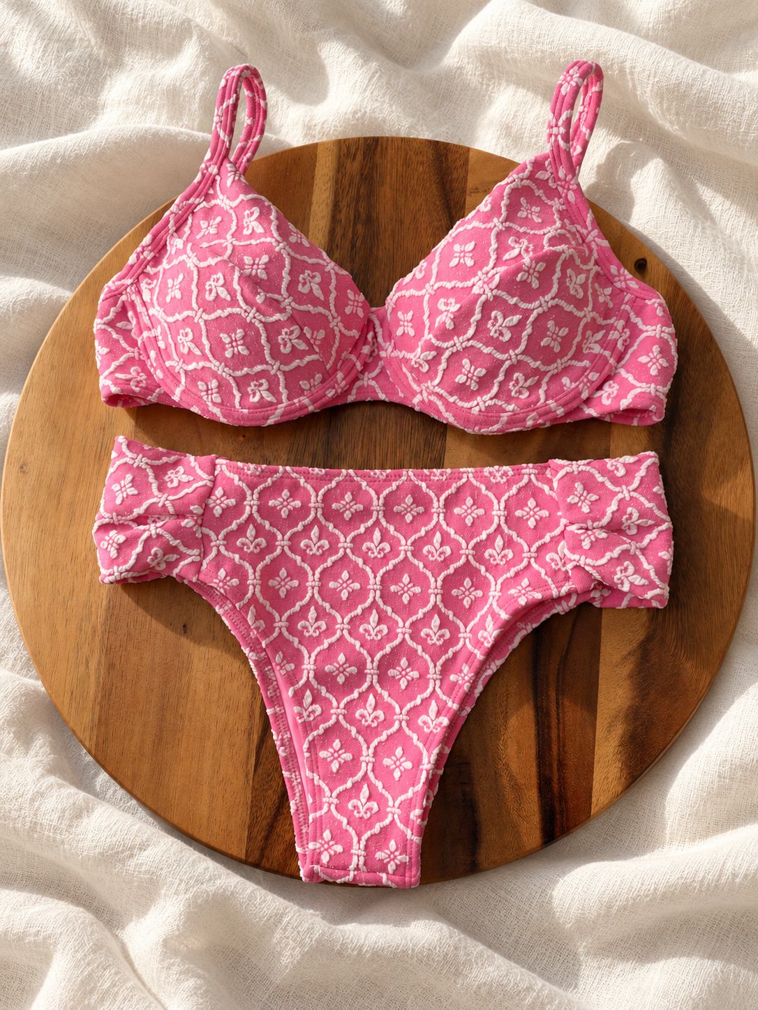 Santorini Jacquard Ribbed High Waisted Bra Bikini Set