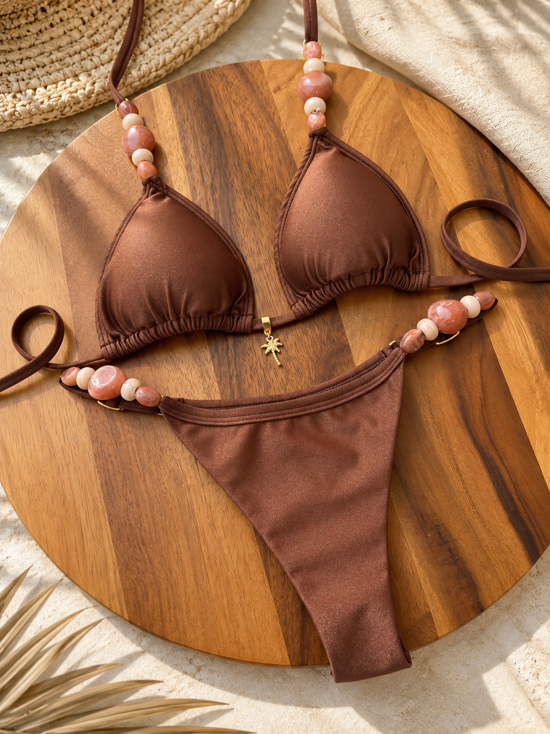 Cancun Lux Marble Stone Shimmer Triangle Bikini Set