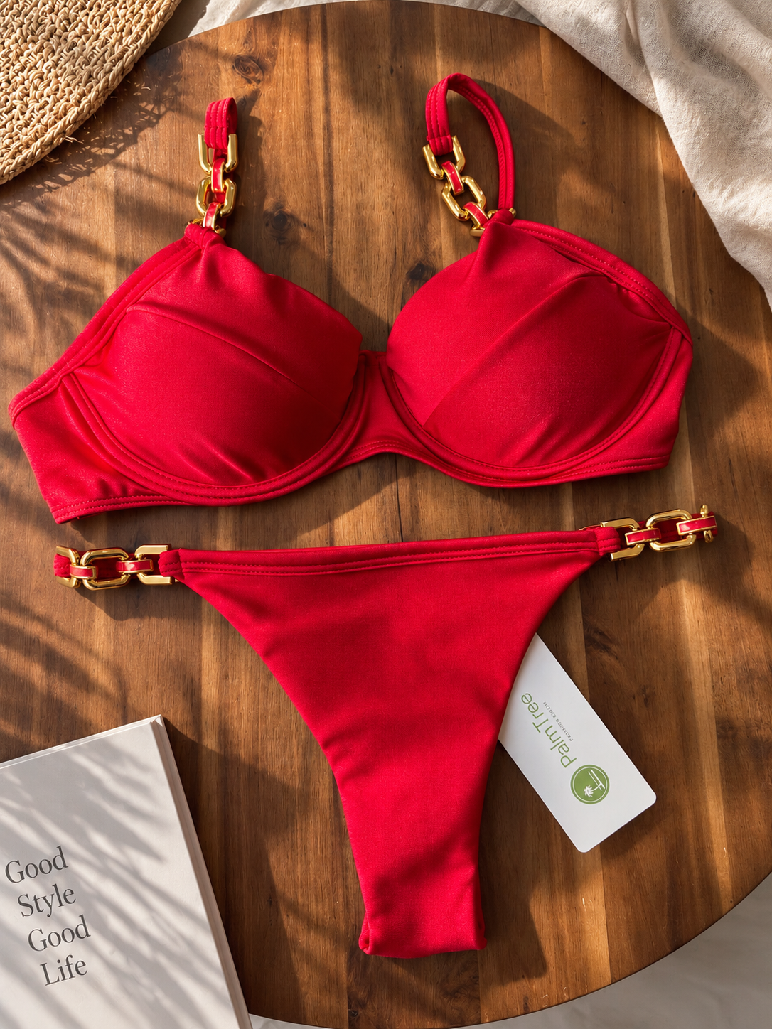 Marbella Lux Chain Shimmer Underwire Bra Bikini Set