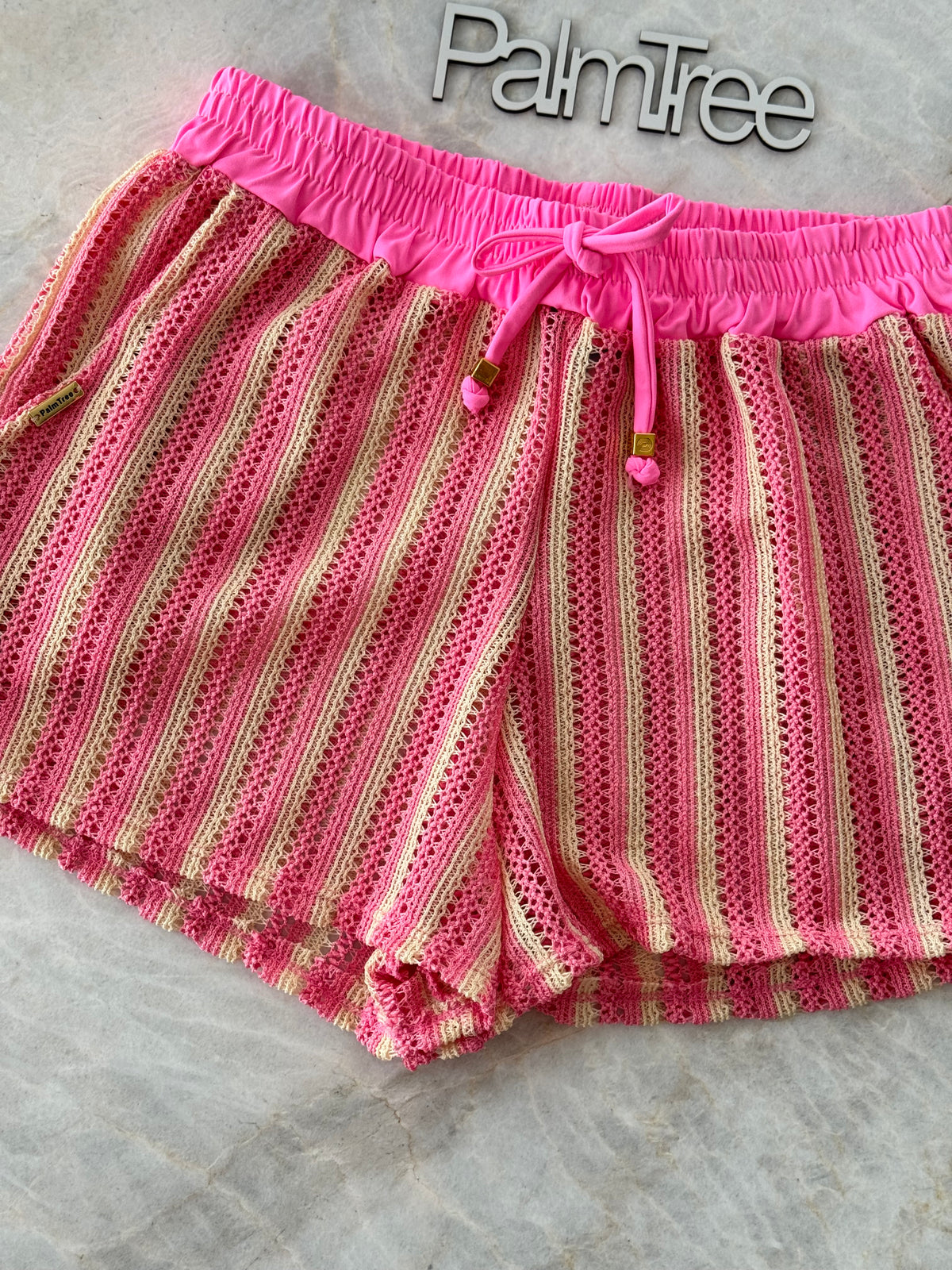 Tulum Striped Crochet Shorts