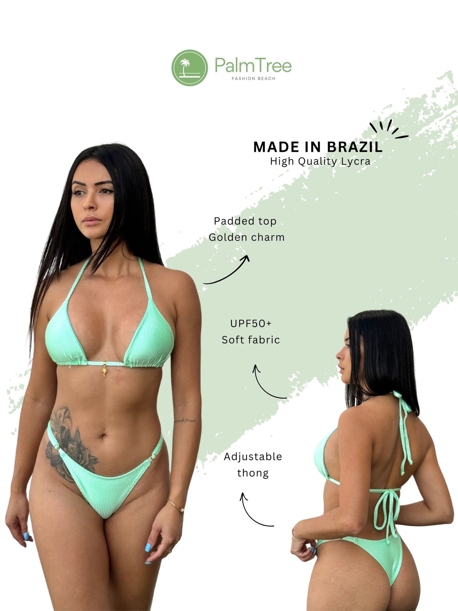 Cancun Shimmer Ribbed Triangle Bikini Set