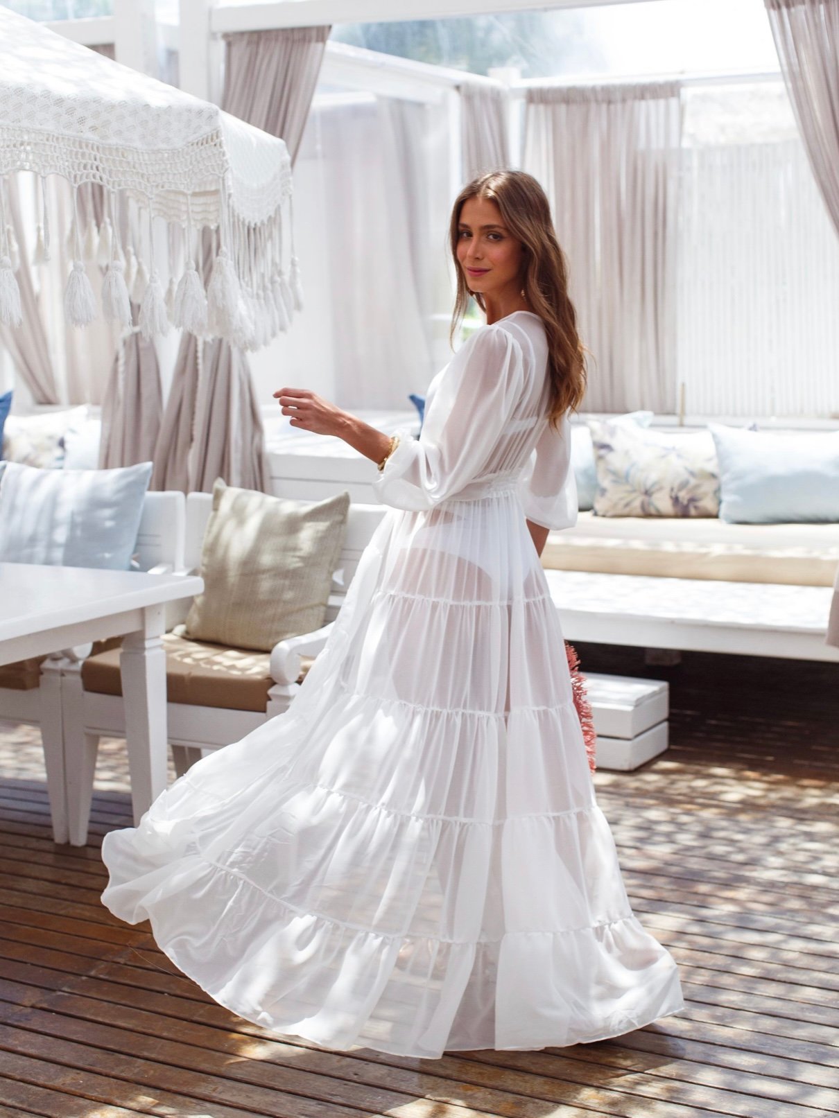 Monaco Beach Dress Sheer Silk Chiffon