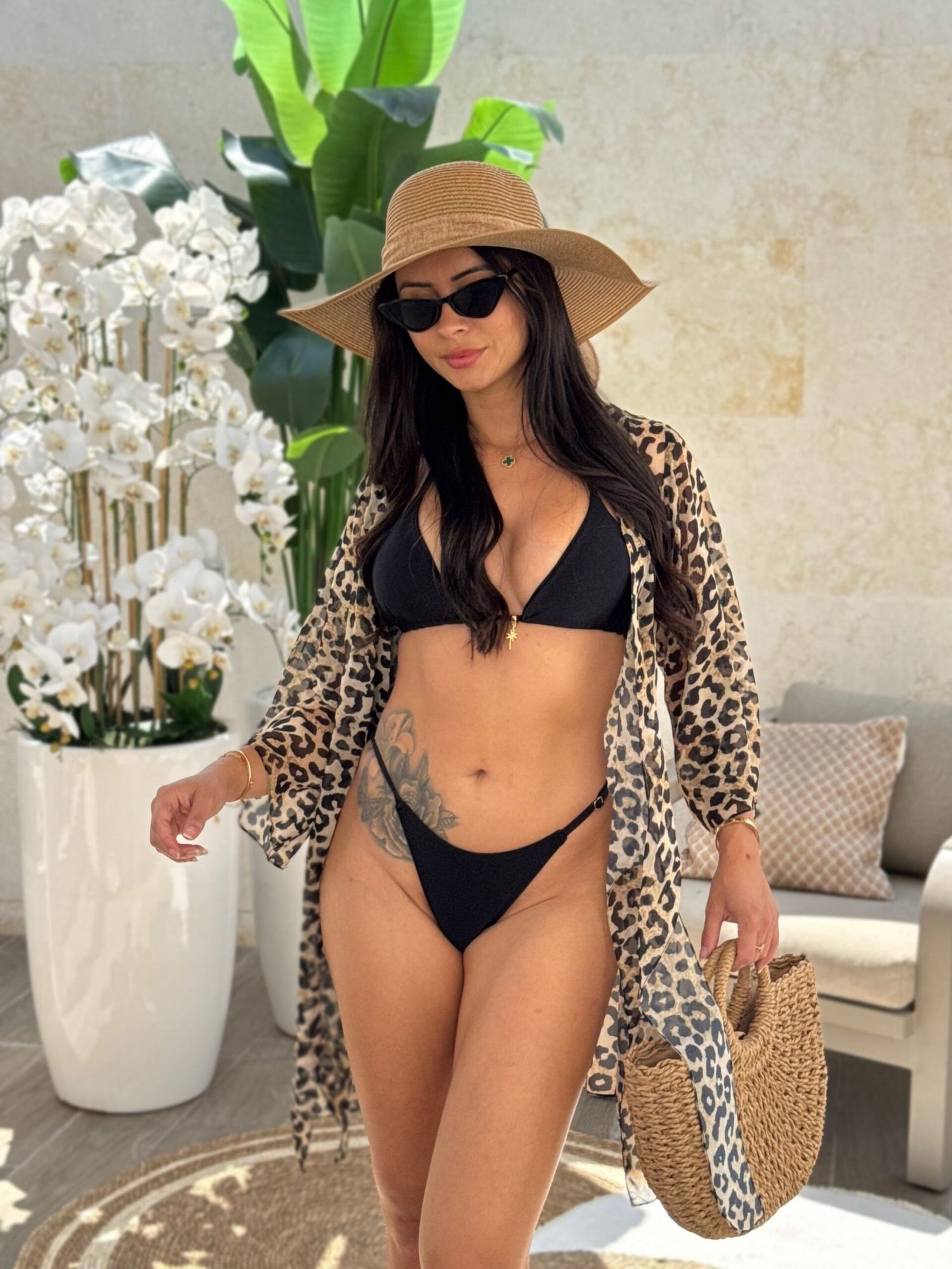 Tulum Kimono Sheer Silk Chiffon Animal Print