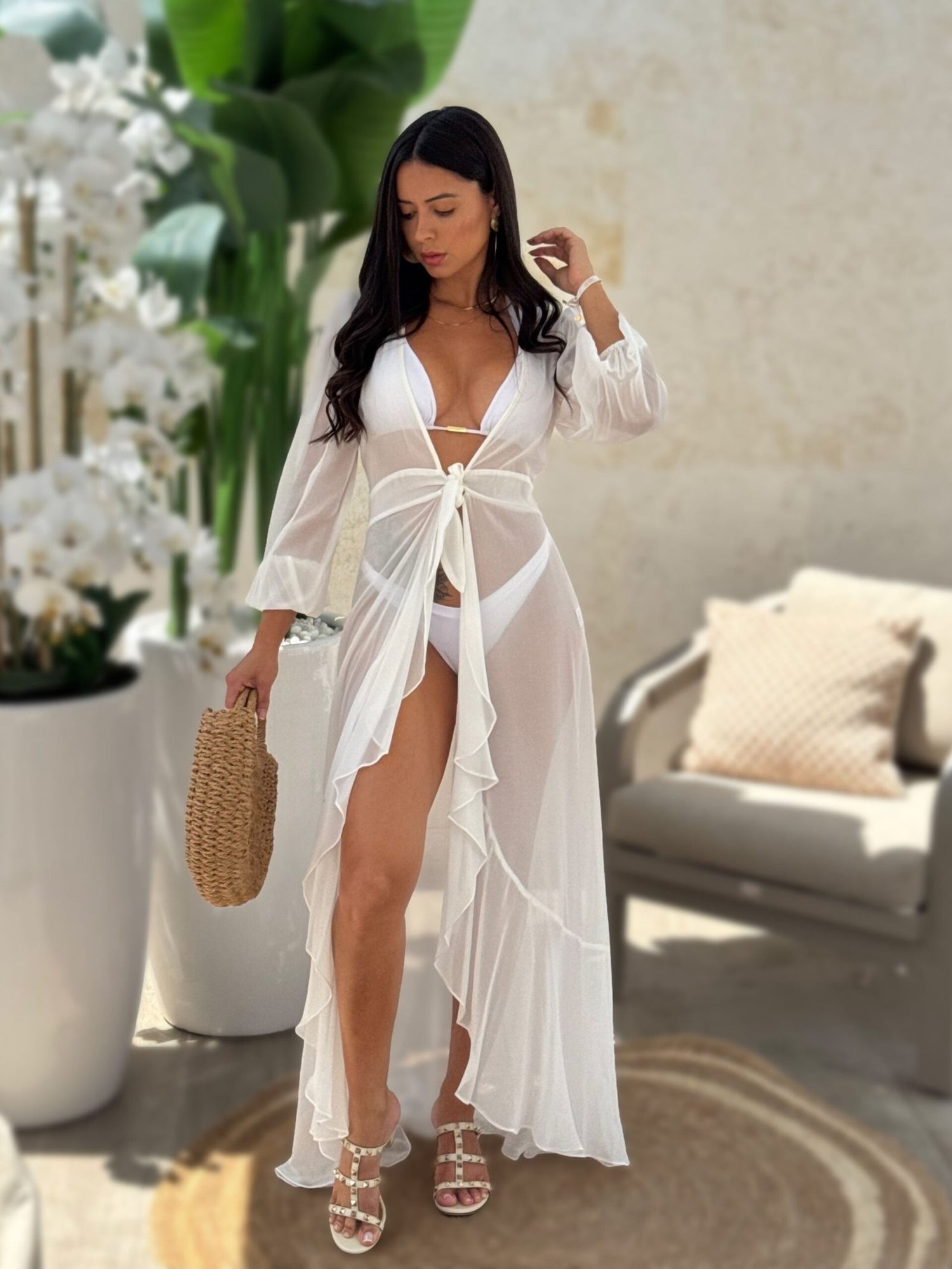 Fiji Beach Dress Sheer Silk Chiffon Palmtree Fashion Beach Fiji Beach Dress Sheer Silk Chiffon Palmtree Fashion Beach