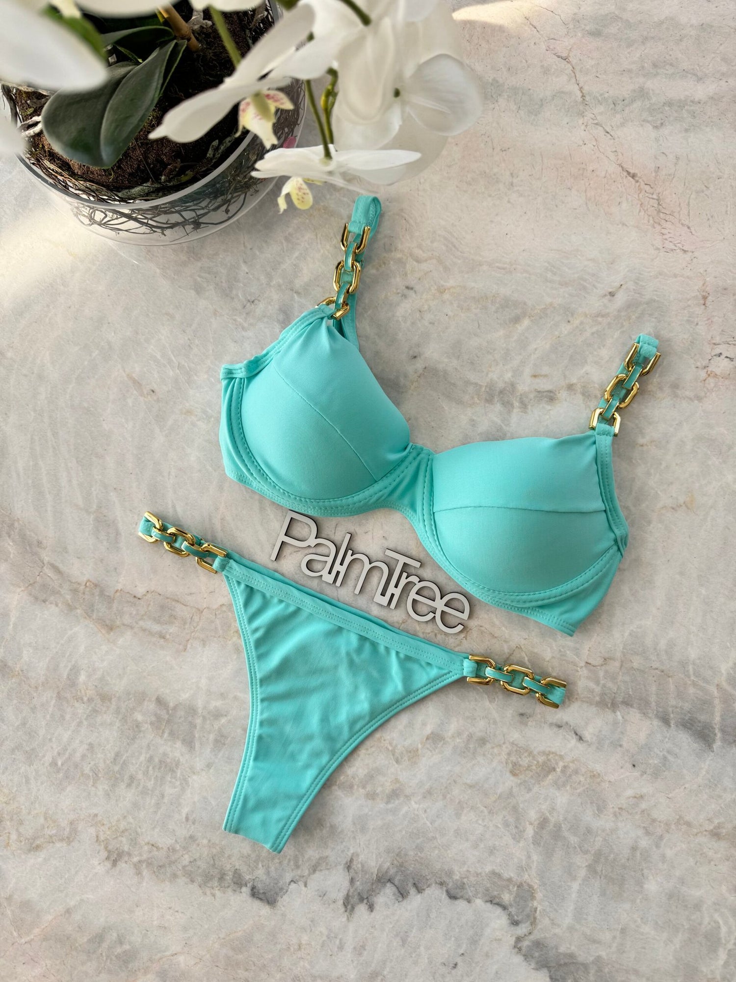 Marbella Lux Chain Underwire Bra Bikini Set
