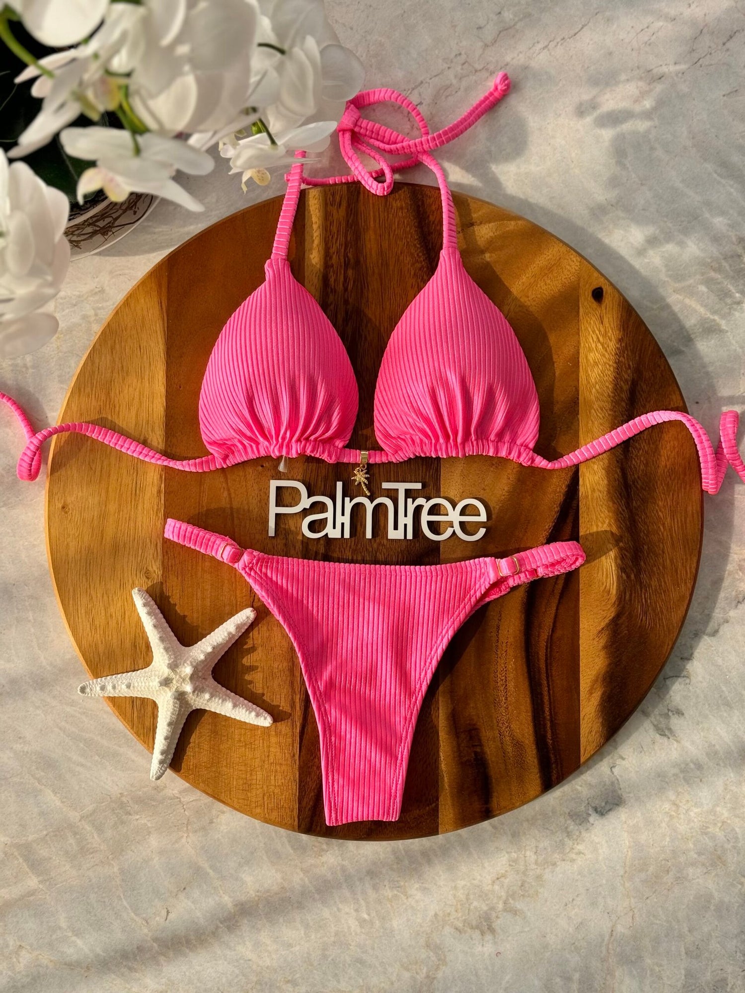 Cancun Shimmer Ribbed Triangle Bikini Set