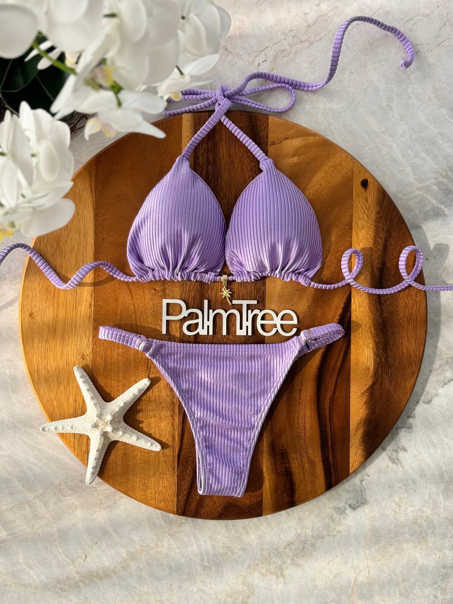 Cancun Shimmer Ribbed Triangle Bikini Set
