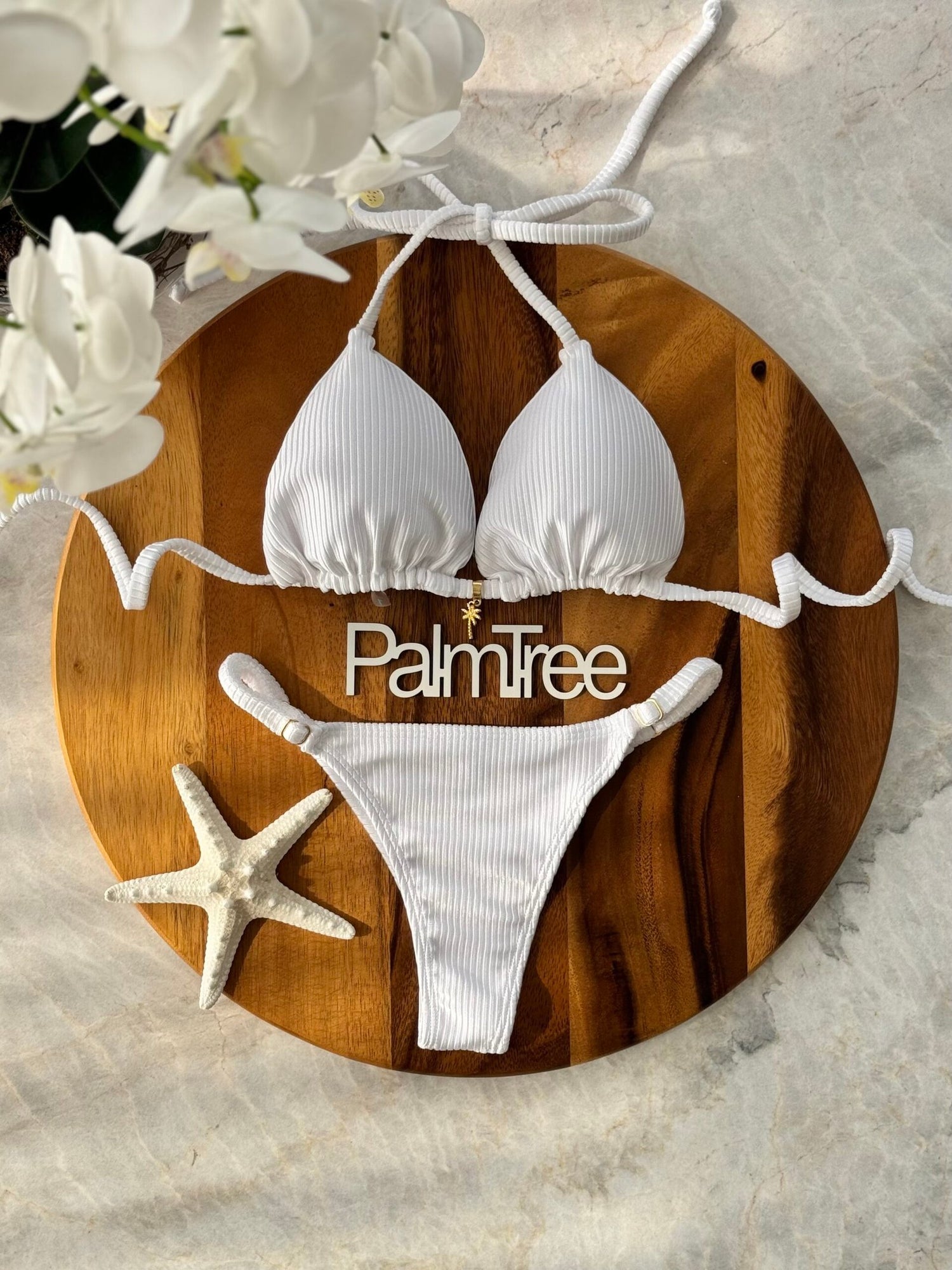 Cancun Shimmer Ribbed Triangle Bikini Set